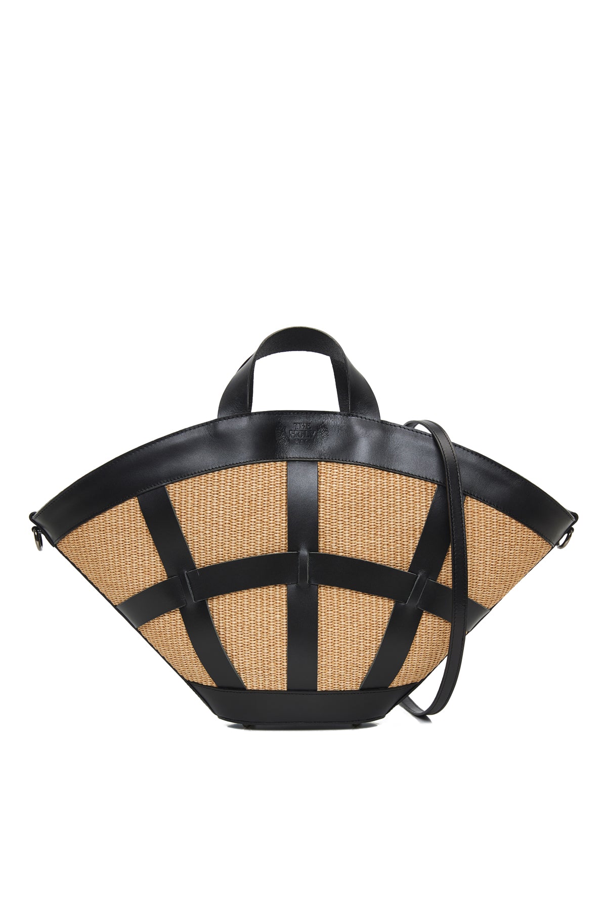 The Holy bag, shopper γυναικεια τσάντα από ψάθα και μαύρο δέρμα με top handles και αποσπώμενο λουράκι ώμου. Χειροποίητη στην Ελλάδα.
