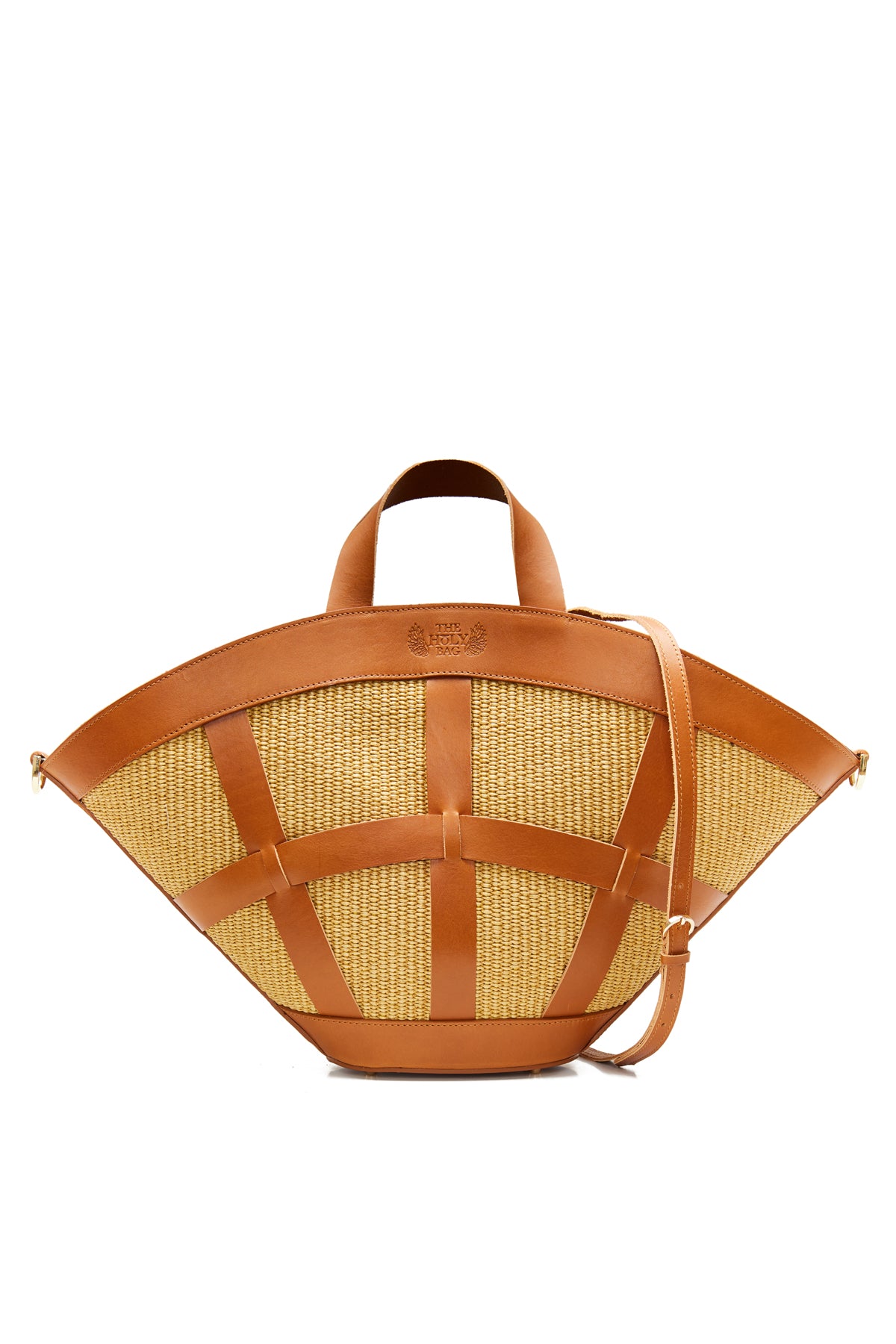 The Holy bag, shopper γυναικεια τσάντα από ψάθα σε cinnamon χρώμα και ταμπά δέρμα με top handles και αποσπώμενο λουράκι ώμου. Χειροποίητη στην Ελλάδα.