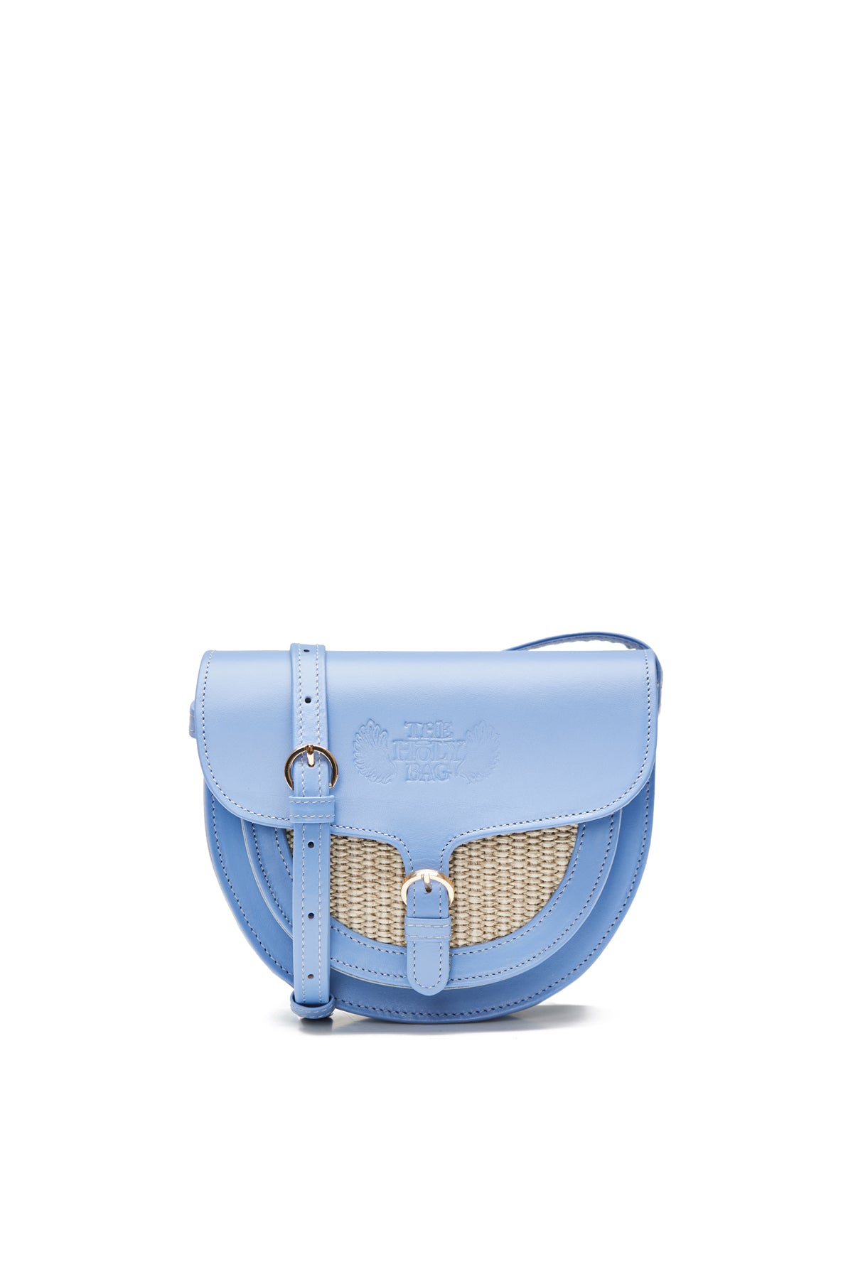Votsalo Blue straw & leather bag The Holy Bag