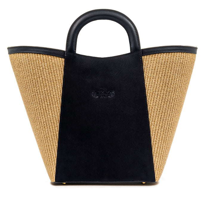 Shopper από δέρμα και ψάθα, AQUARIUS