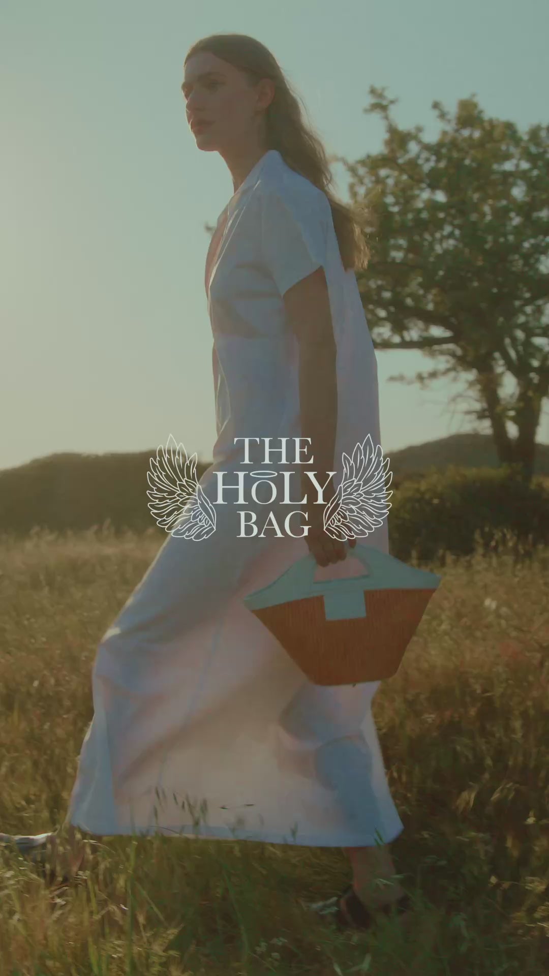 Tote bag in leather and straw, Kyma mini