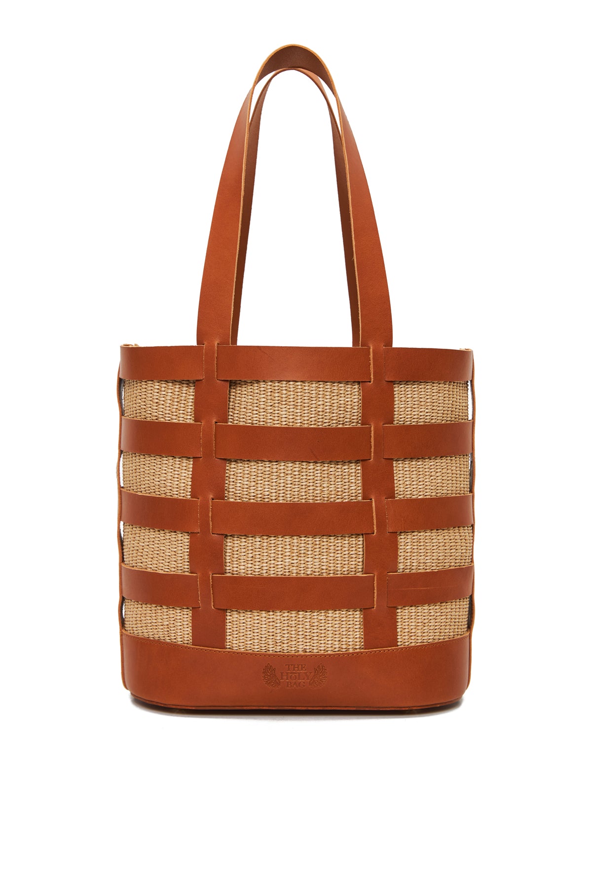 theholybag shopper τσάντα ώμου από ψάθα και ταμπά δέρμα, χειροποίητη, με αποσπωμενη εσωτερική θήκη. Κλείνει με μαγνήτη.