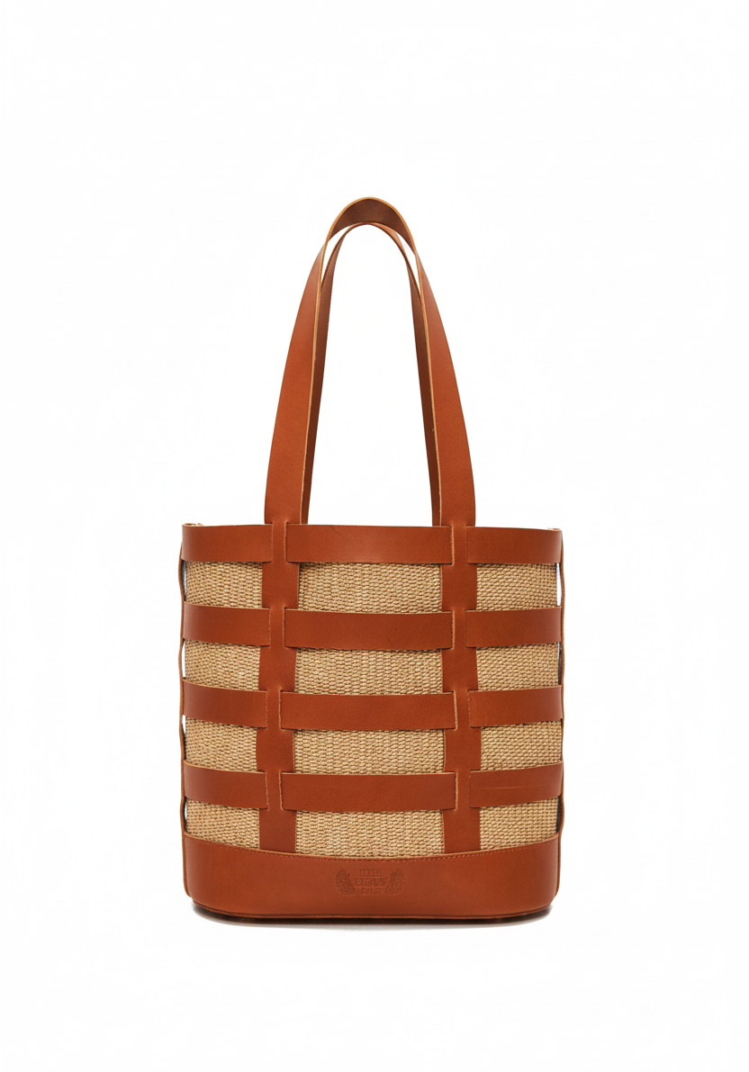 Nissos Shoulder Bag with detachable straw pouch