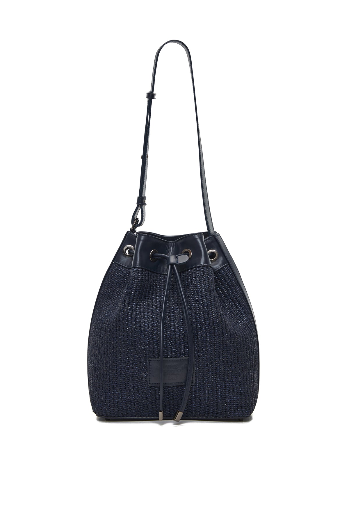 Theholybag πουγκί γυναικεία τσάντα ώμου pouch bag μπλέ ψάθα και μπλε δέρμα
