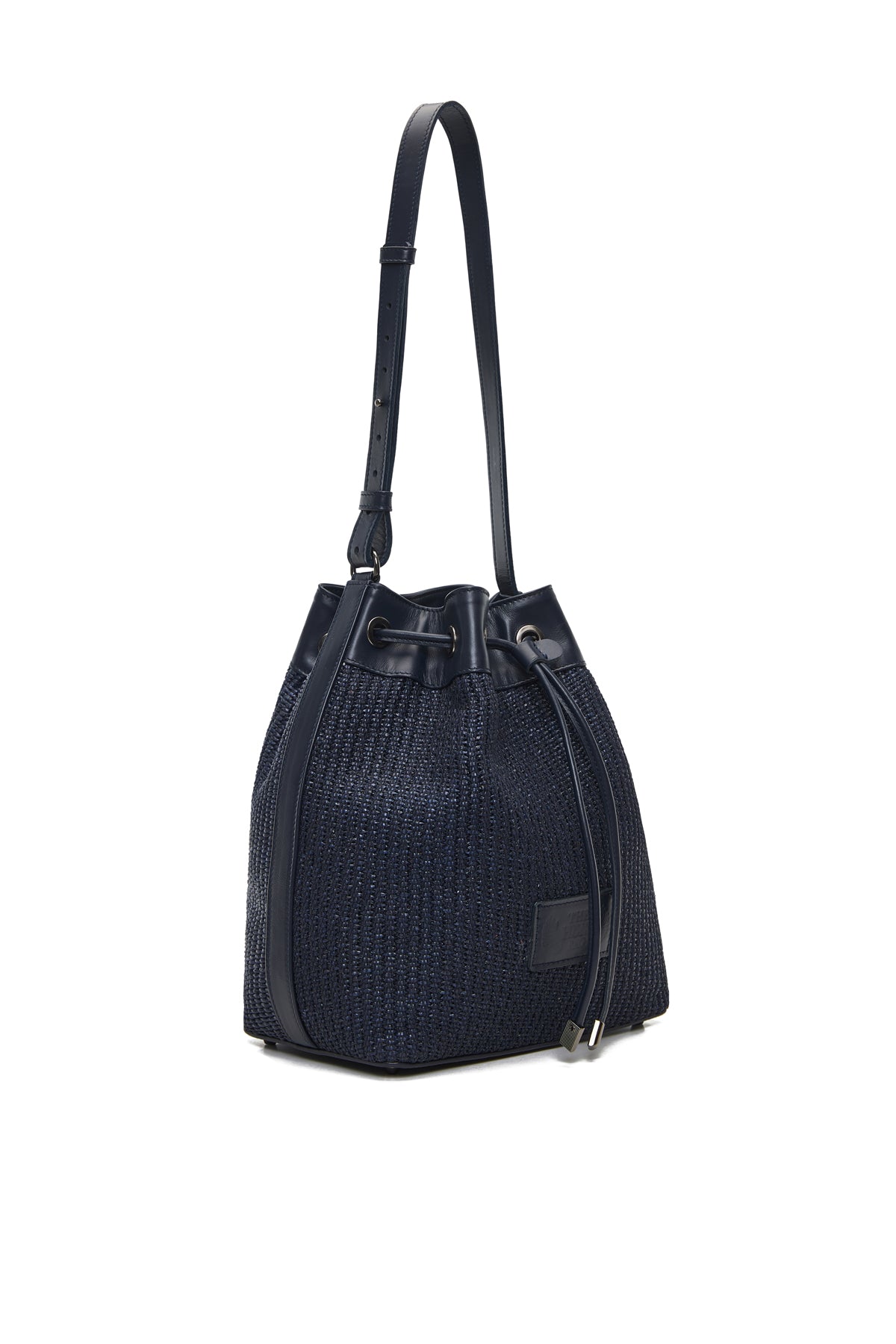 Theholybag πουγκί γυναικεία τσάντα ώμου pouch bag μπλέ ψάθα και μπλε δέρμα