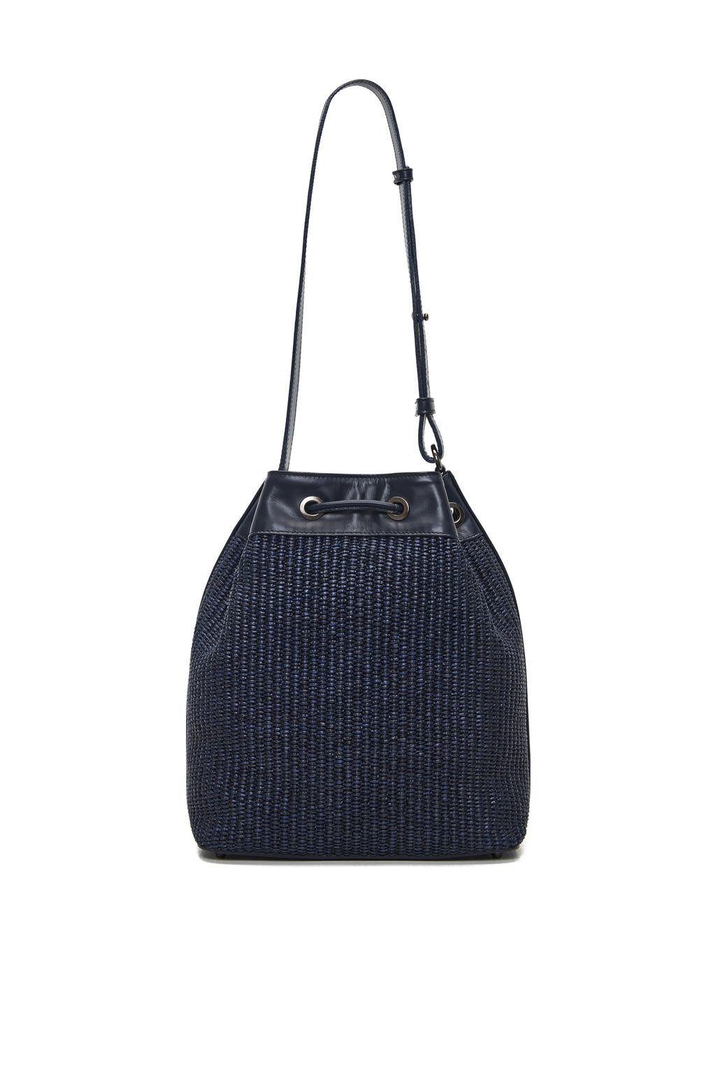 Theholybag πουγκί γυναικεία τσάντα ώμου pouch bag μπλέ ψάθα και μπλε δέρμα