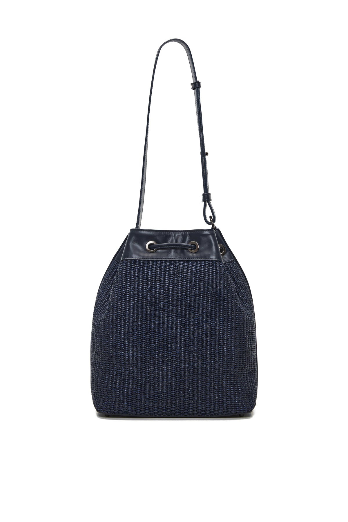Theholybag πουγκί γυναικεία τσάντα ώμου pouch bag μπλέ ψάθα και μπλε δέρμα
