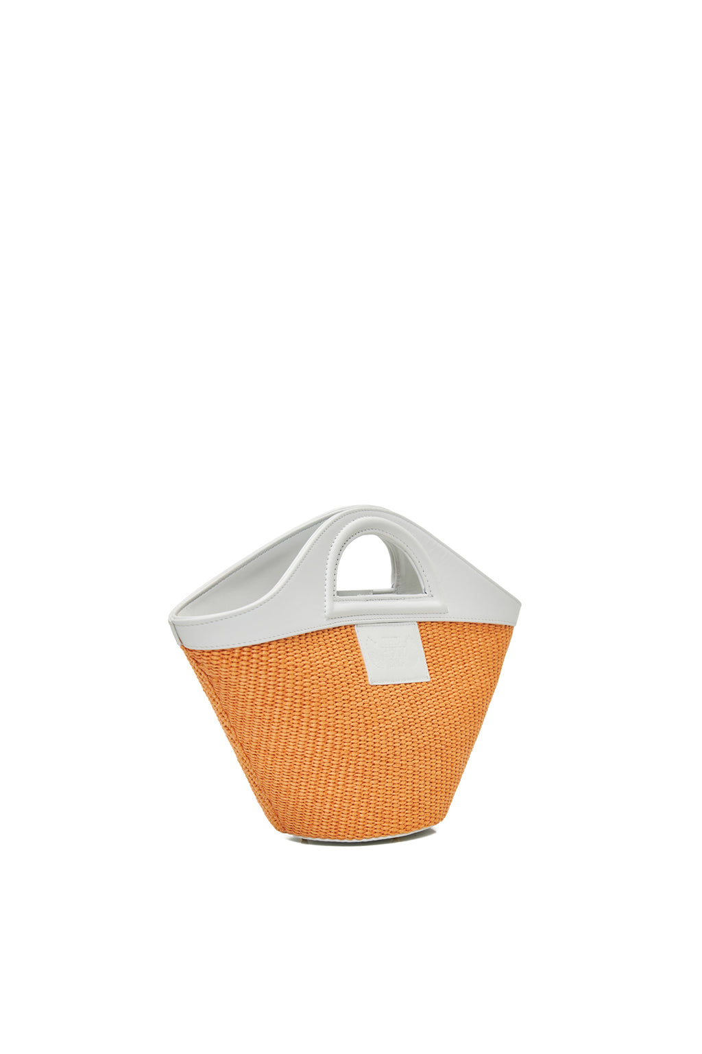 TheHolyBag Γυναικεία μίνι tote τσάντα από ψάθα και άσπρο δέρμα με handles και αποσπώμενο λουράκι ώμου. 
