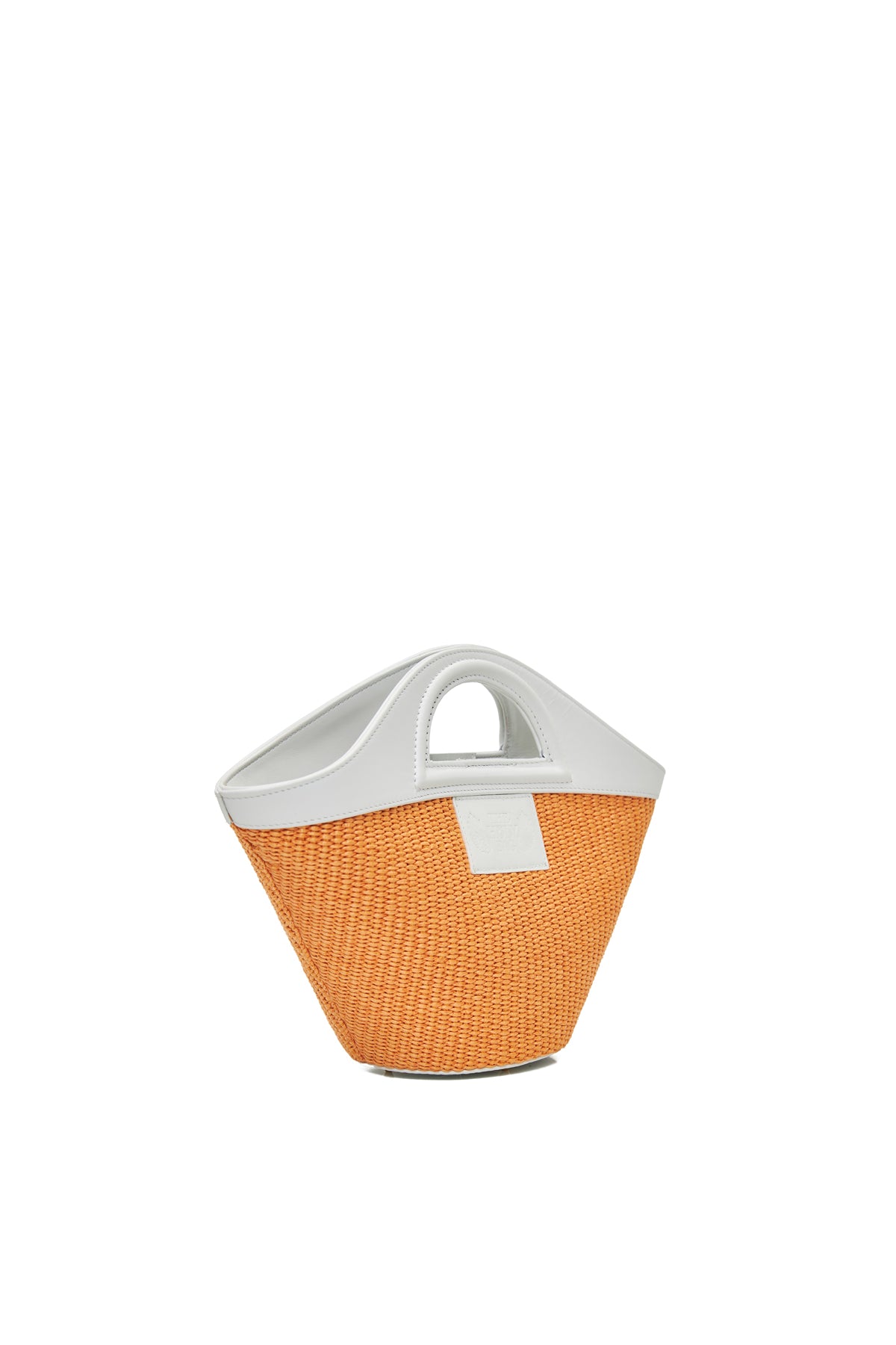 TheHolyBag Γυναικεία μίνι tote τσάντα από ψάθα και άσπρο δέρμα με handles και αποσπώμενο λουράκι ώμου. 
