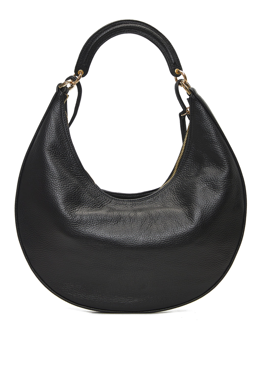 TheHolyBag Rita hobo τσάντα από μαλακό μαύρο δέρμα, με λαβή και λουράκι ώμου που αφαιρείται. Κλείνει με φερμουάρ