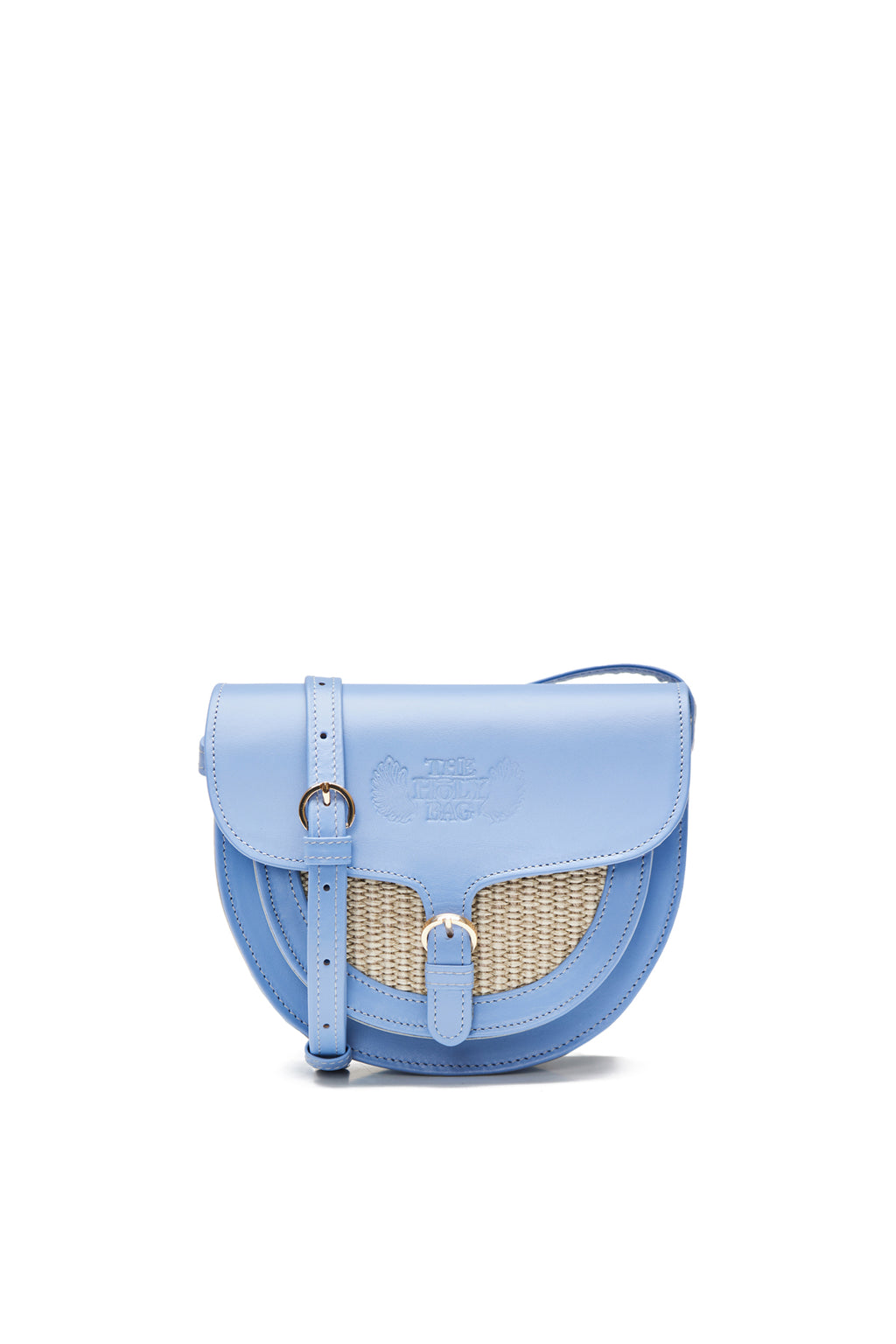 Votsalo Blue straw & leather bag The Holy Bag 