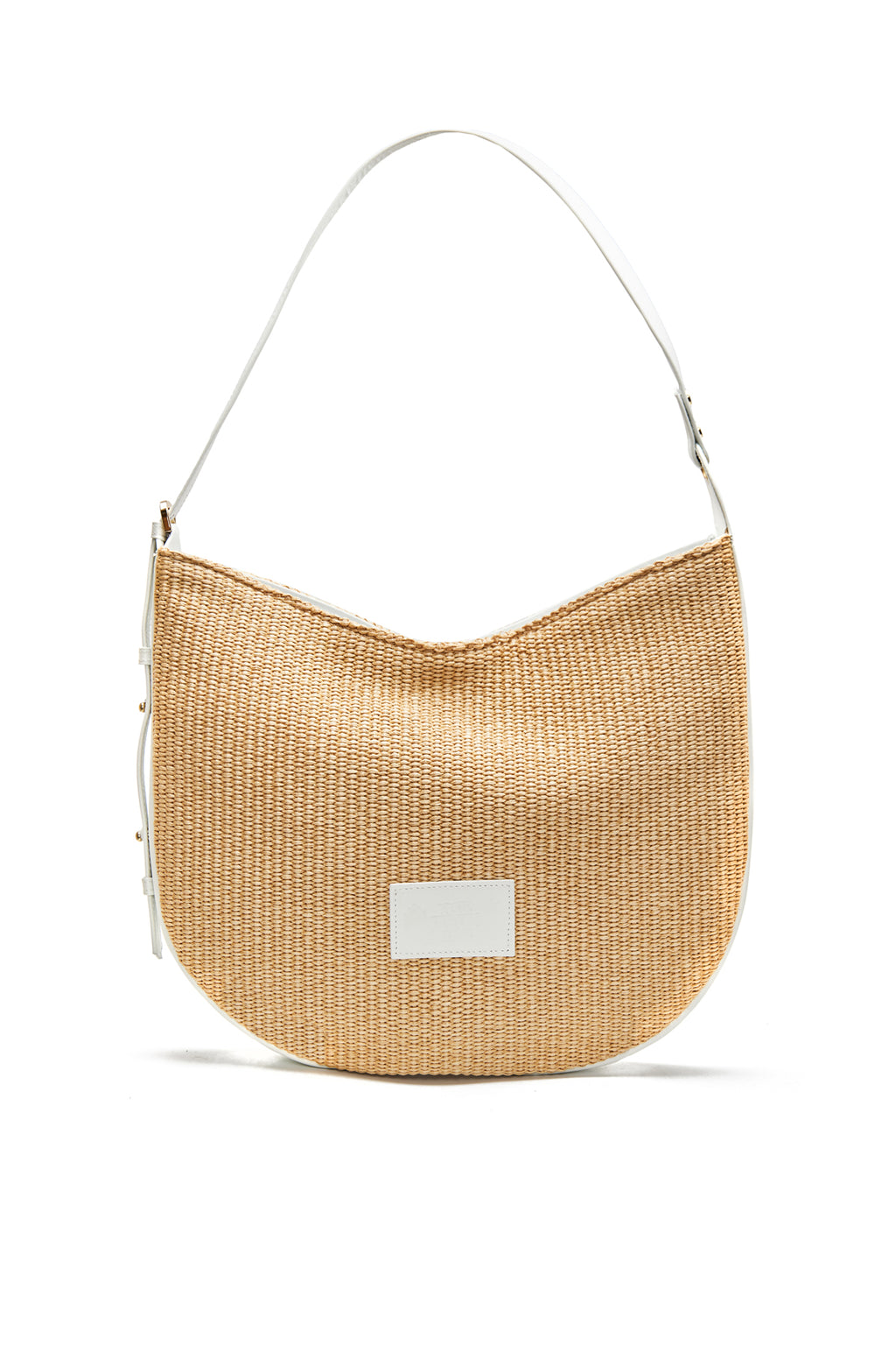 theholybag γυναικεία τσάντα ώμου από ψάθα και μαύρο δέρμα με λουράκι που αυξομειώνεται