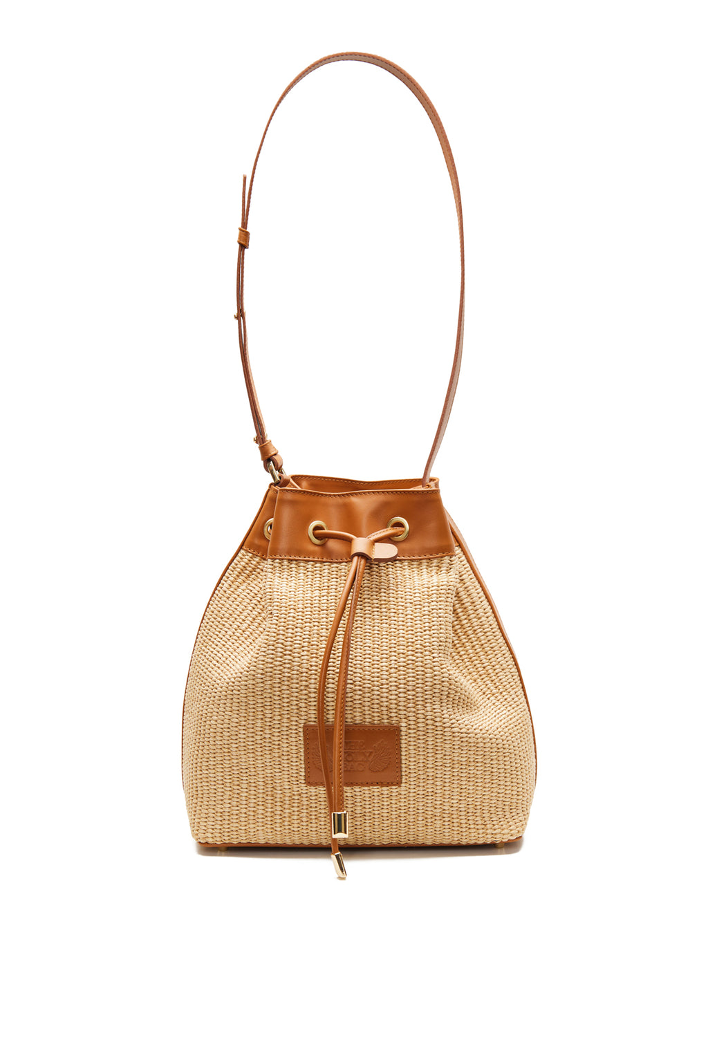 Theholybag πουγκί γυναικεία τσάντα ώμου pouch bag φυσική ψάθα και ταμπά δέρμα