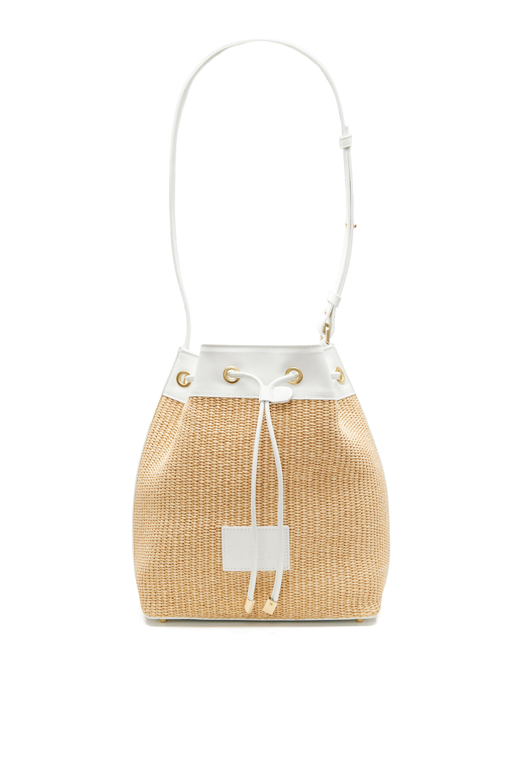 Theholybag πουγκί γυναικεία τσάντα ώμου pouch bag φυσική ψάθα και λευκό δέρμα