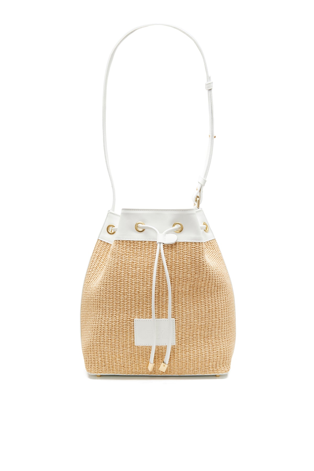 Theholybag πουγκί γυναικεία τσάντα ώμου pouch bag φυσική ψάθα και λευκό δέρμα
