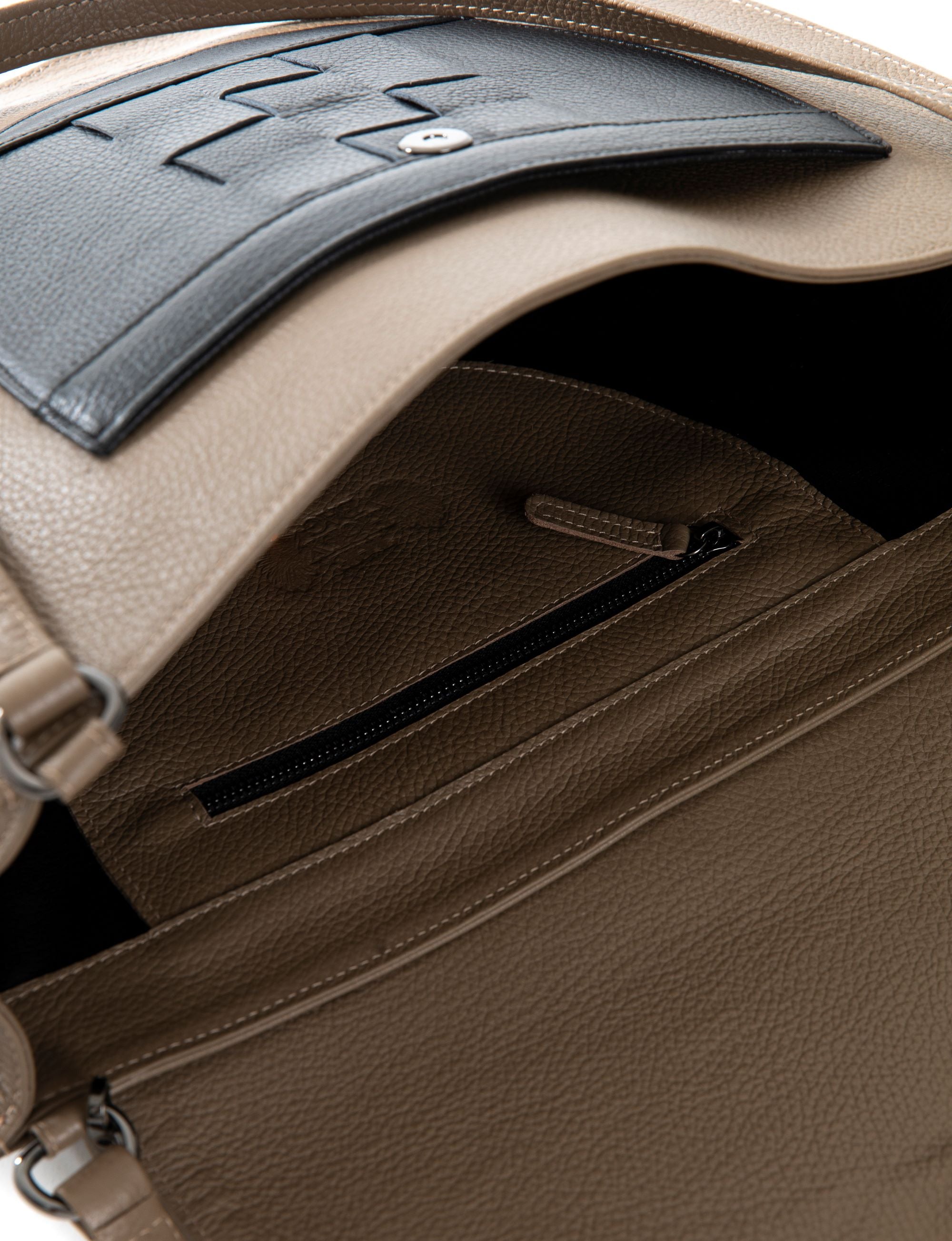 Leather shoulder bag with handle, Greta - The Holy Bag