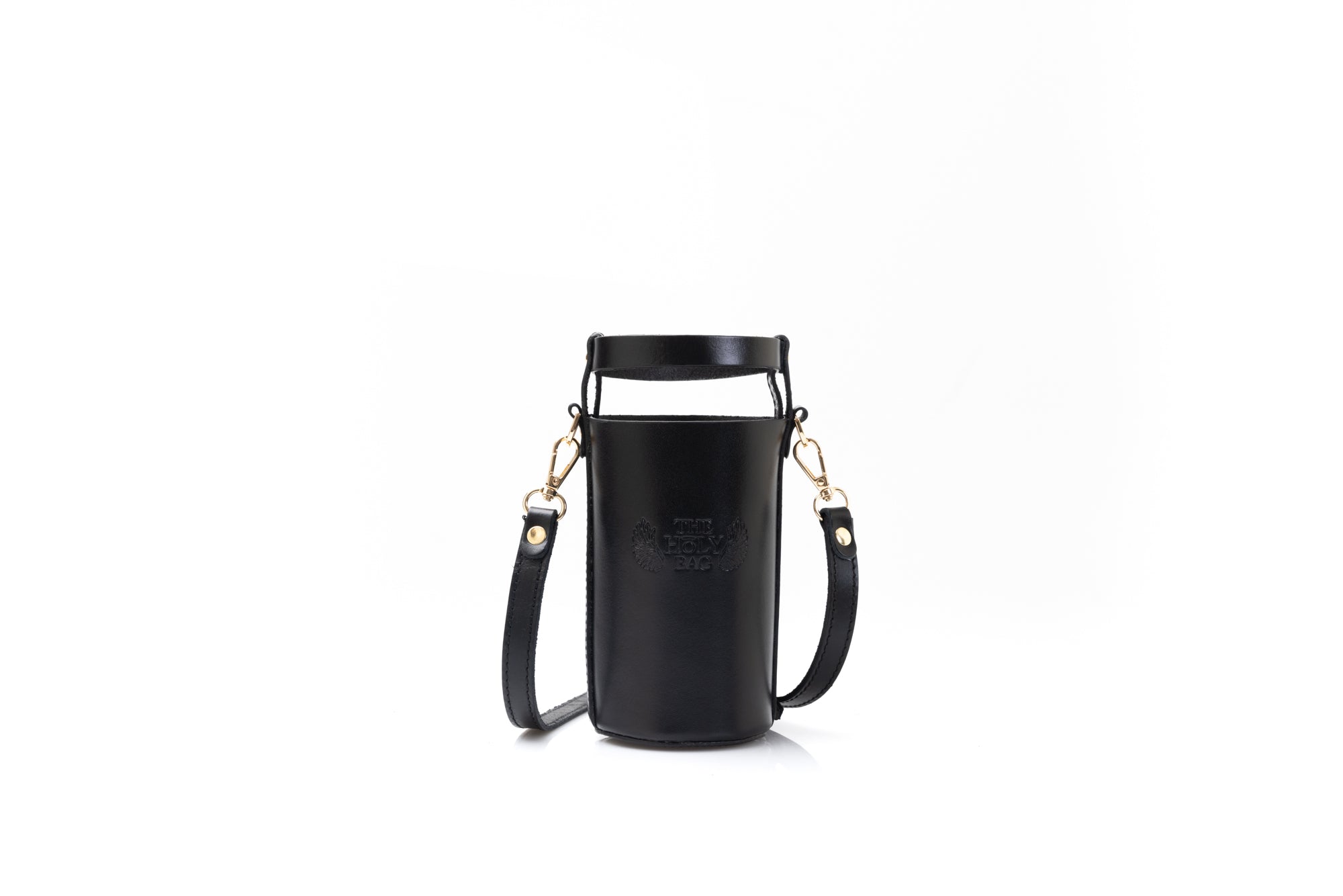 TheHolyBag Bottle case, τσαντάκι-θήκη μπουκαλιού από δέρμα, με λουράκι. Φοριεται στον ώμο ή χιαστί.