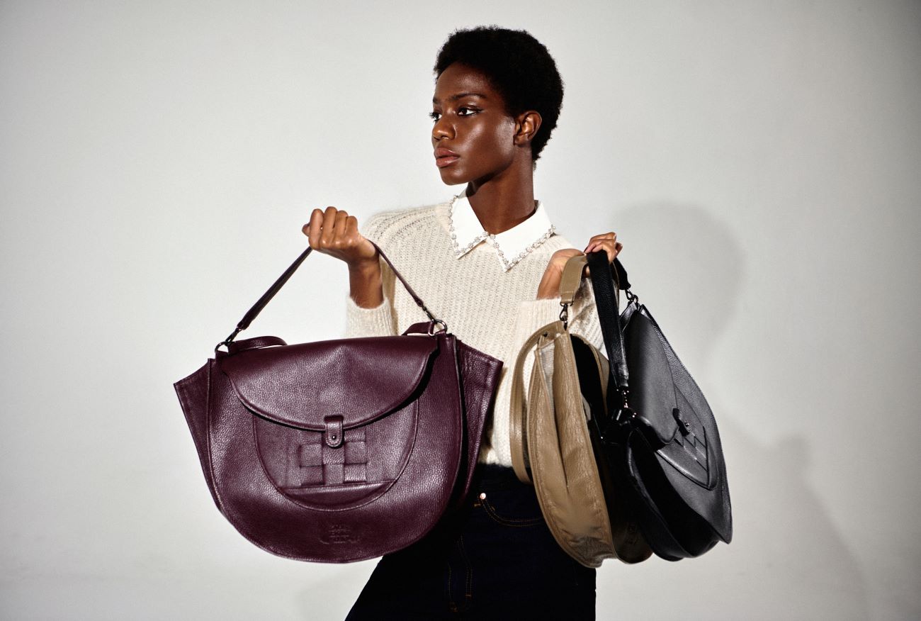 Leather shoulder bag with handle, Greta - The Holy Bag