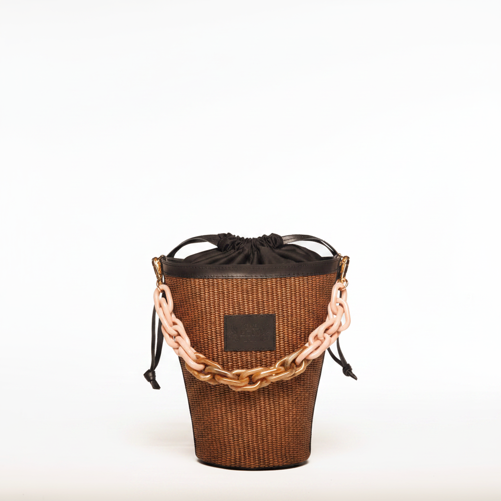 Eleni bucket bag in tortoiseshell handle