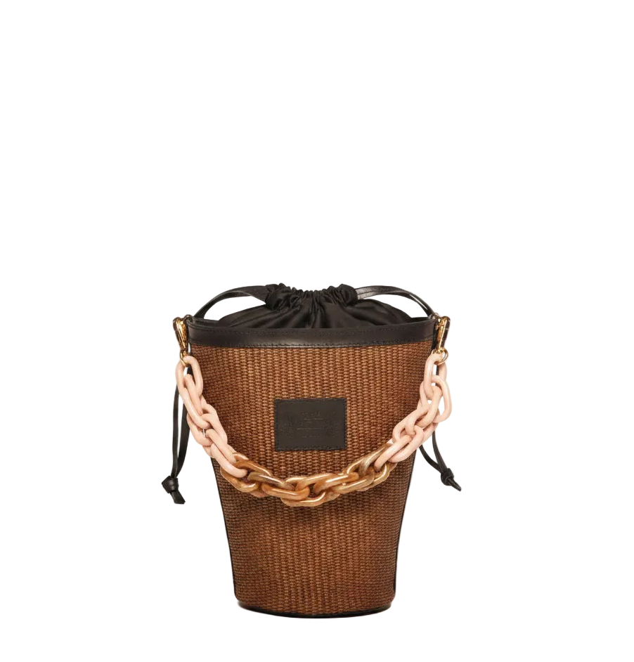 Eleni bucket bag in tortoiseshell handle