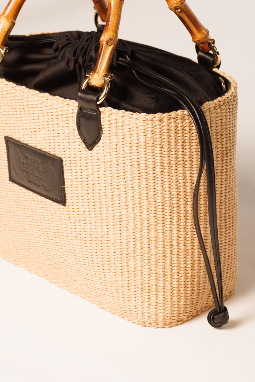 Shoulder Bag with bamboo top handles , Athena - The Holy Bag