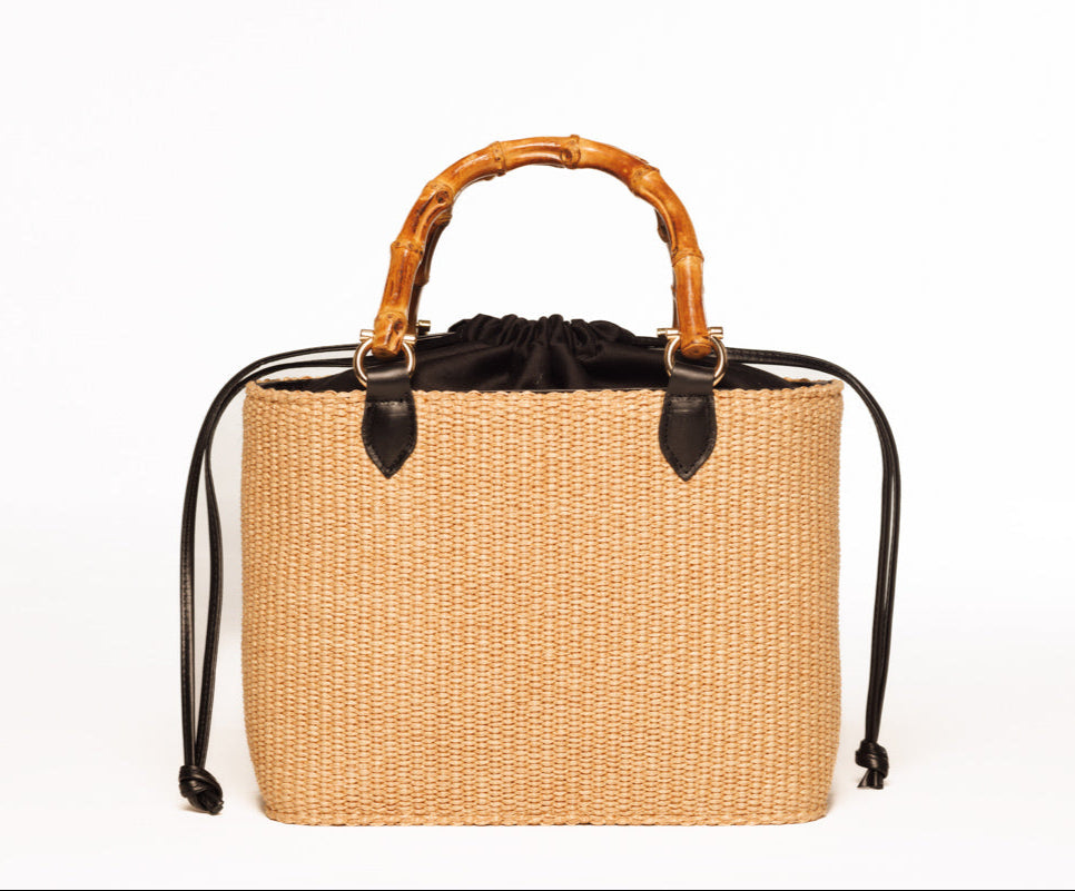 Shoulder Bag with bamboo top handles , Athena - The Holy Bag