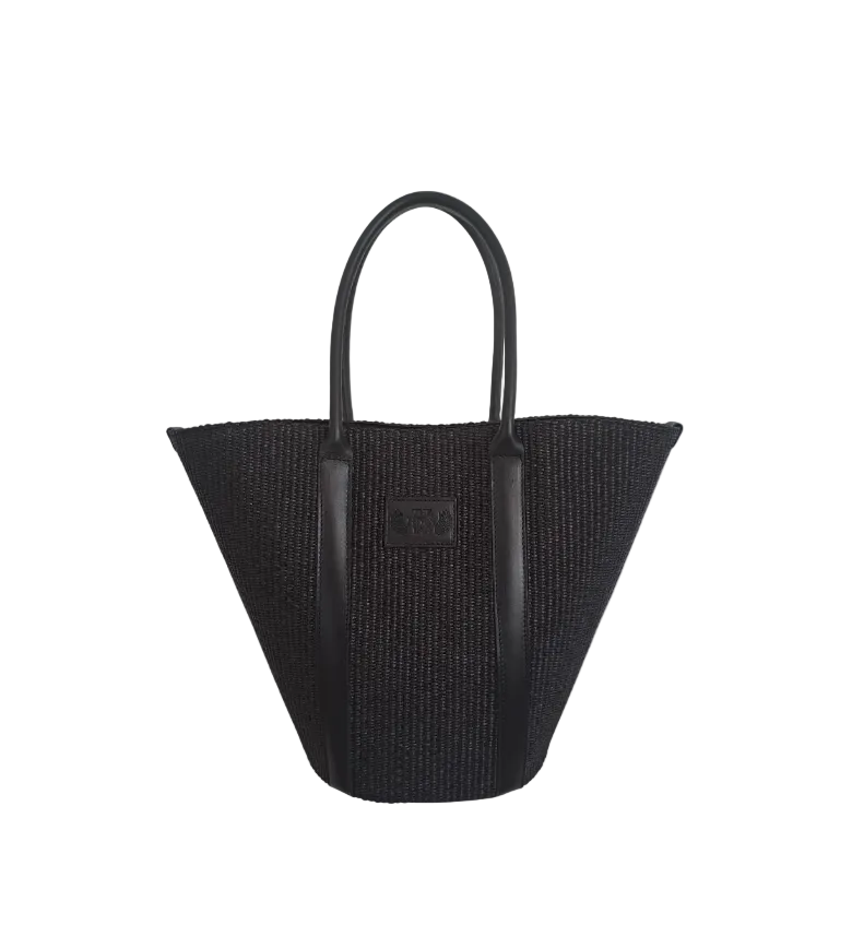 TheHolyBag Γυναικεία shopper, τσάντα ώμου από μαύρη ψάθα με δερμάτινες μαύρες λεπτομέρειες και εσωτερική τσέπη.
Total black shopper, Andromeda. Inner pocket, cotton lining, black leather. The Holy Bag