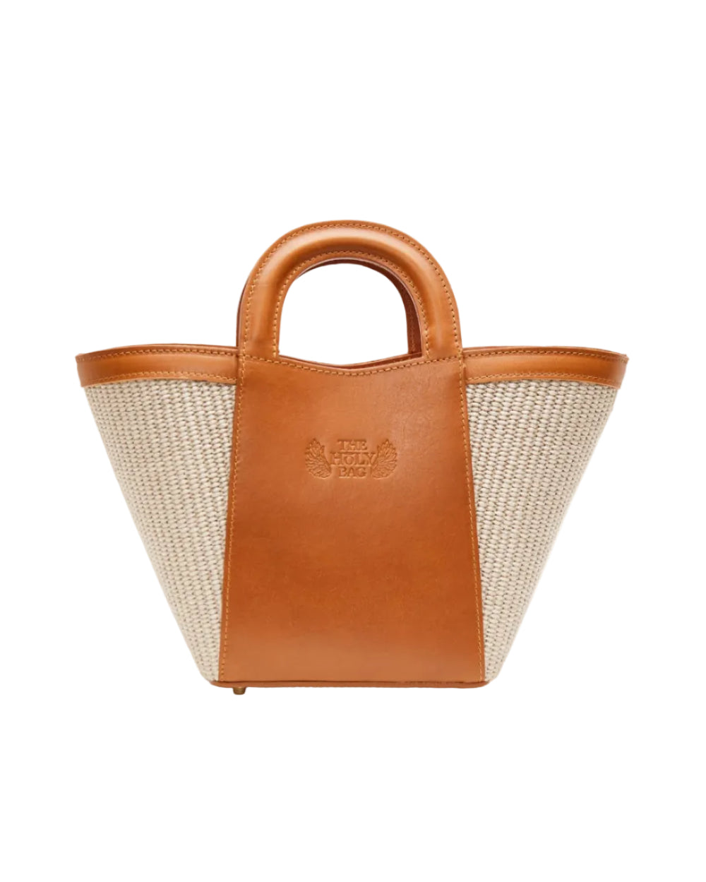 TheHolyBag Γυναικεία τσάντα από light grey χρώμα ψάθας και ταμπά δέρμα με αποσπώμενο λουράκι ώμου. Με εσωτερική τσέπη. 