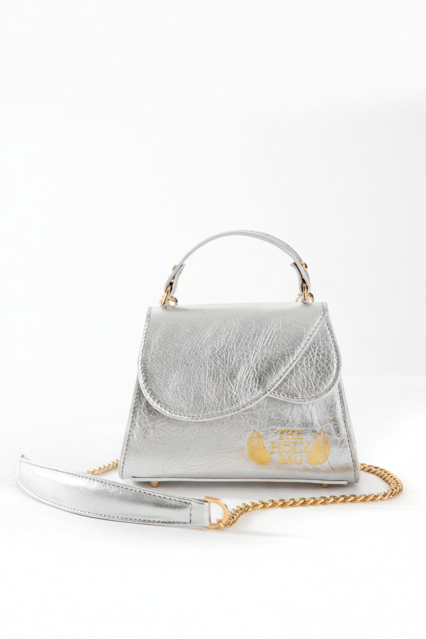 Mini leather flap bag, with handle, a belt strap and a chain shoulder strap, Audrey.  The Holy Bag
Μίνι τσαντάκι απο δέρμα, με καπάκι, λαβή χειρός, λουράκι ώμου και λουράκι μέσης. The Holy Bag