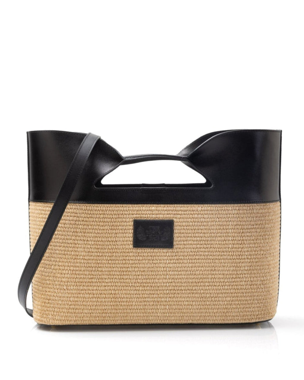 Shopping bag in straw and black leather, Canis Major - The Holy Bag