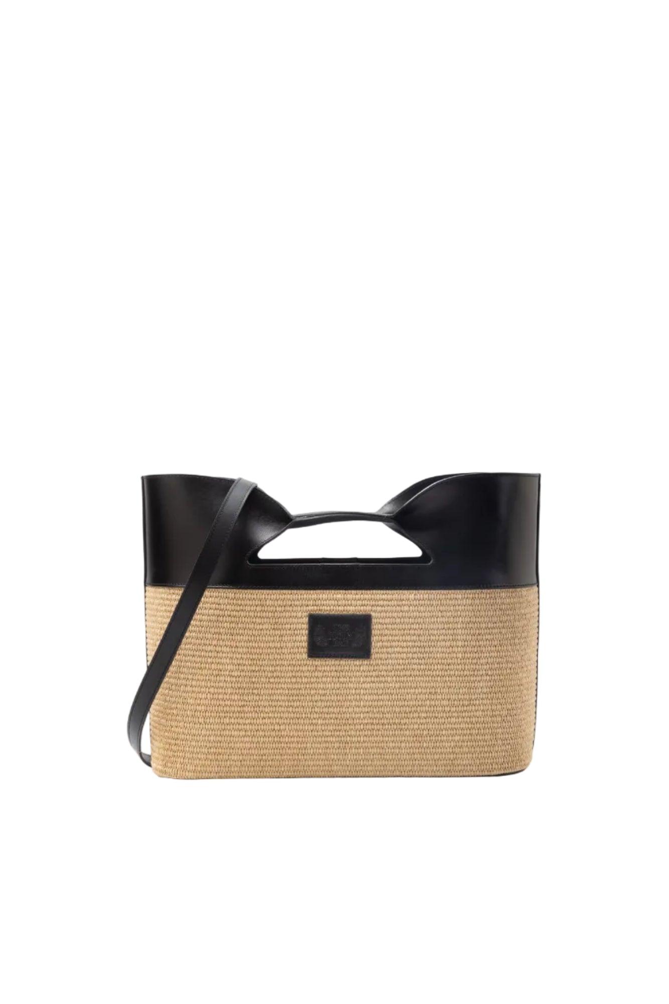 Shopper bag in straw and black leather, with a shoulder strap, Canis Major - The Holy Bag
Γυναικεία τσάντα shopper από δέρμα σε μαύρο χρώμα και φυσική ψάθα με αποσπώμενο λουράκι ώμου, Canis Major. The Holy Bag