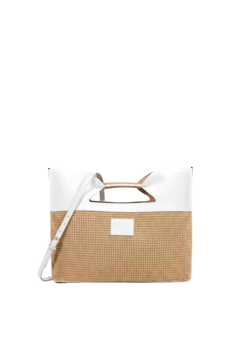 Shopper bag in straw and black leather, with a shoulder strap, Canis Major - The Holy Bag
Γυναικεία τσάντα shopper από δέρμα σε μαύρο χρώμα και φυσική ψάθα με αποσπώμενο λουράκι ώμου, Canis Major. The Holy Bag