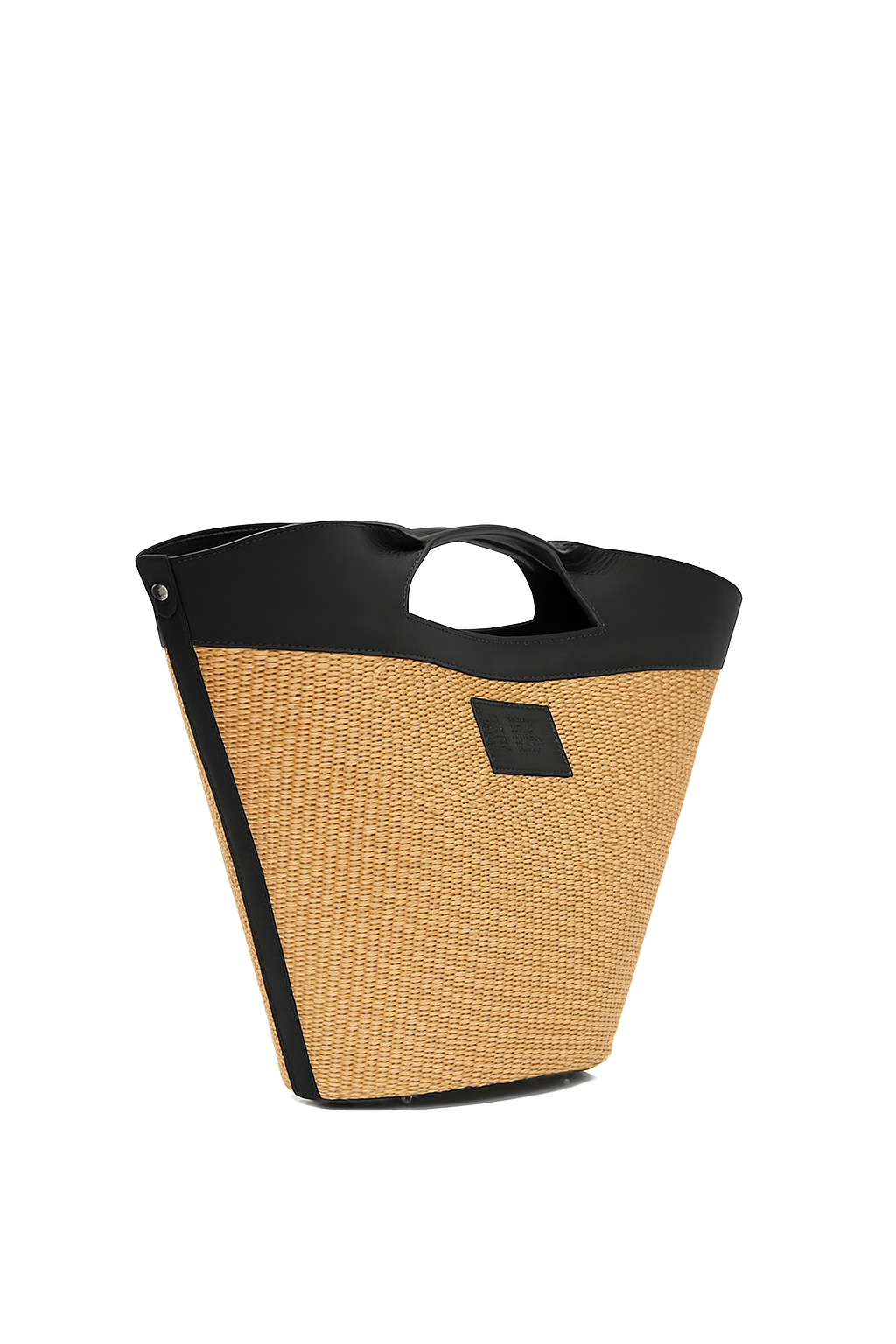 theholybag Ostria shopper τσάντα από ψάθα και δέρμα σε μαυρο χρώμα, με αποσπώμενο λουράκι ώμου και εσωτερικές τσέπες. Χειροποίητη στην Ελλάδα.