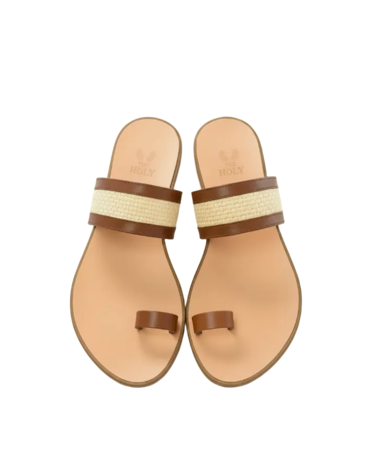 Daphne women's leather sandals in brown-chestnut color, handmade in Greece. Δερμάτινα γυναικεία σανδάλια σε καφέ σκούρο χρώμα. The Holy Bag
