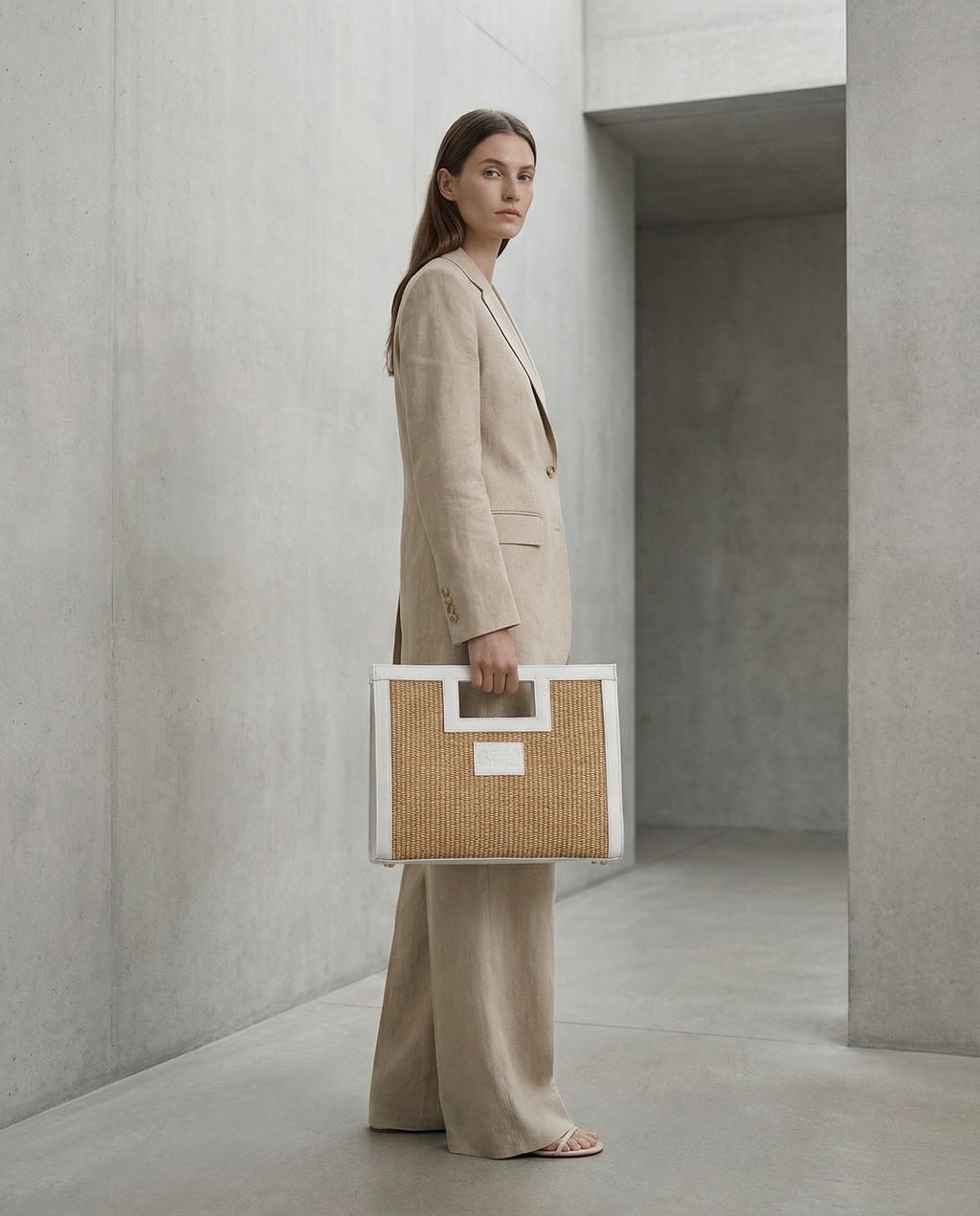 Square bag with square handle in straw and white leather, with inner pocket and a shoulder strap The Holy Bag
Τσάντα από ψάθα και λευκό δέρμα με τετράγωνη λαβή και αποσπώμενο λουράκι ώμου. The Holy Bag