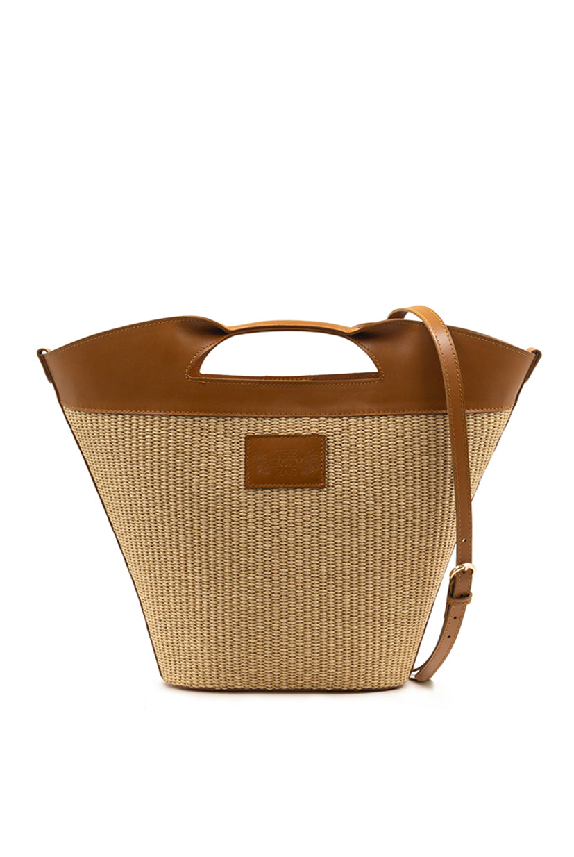 Shopper in leather and straw, Oceanis