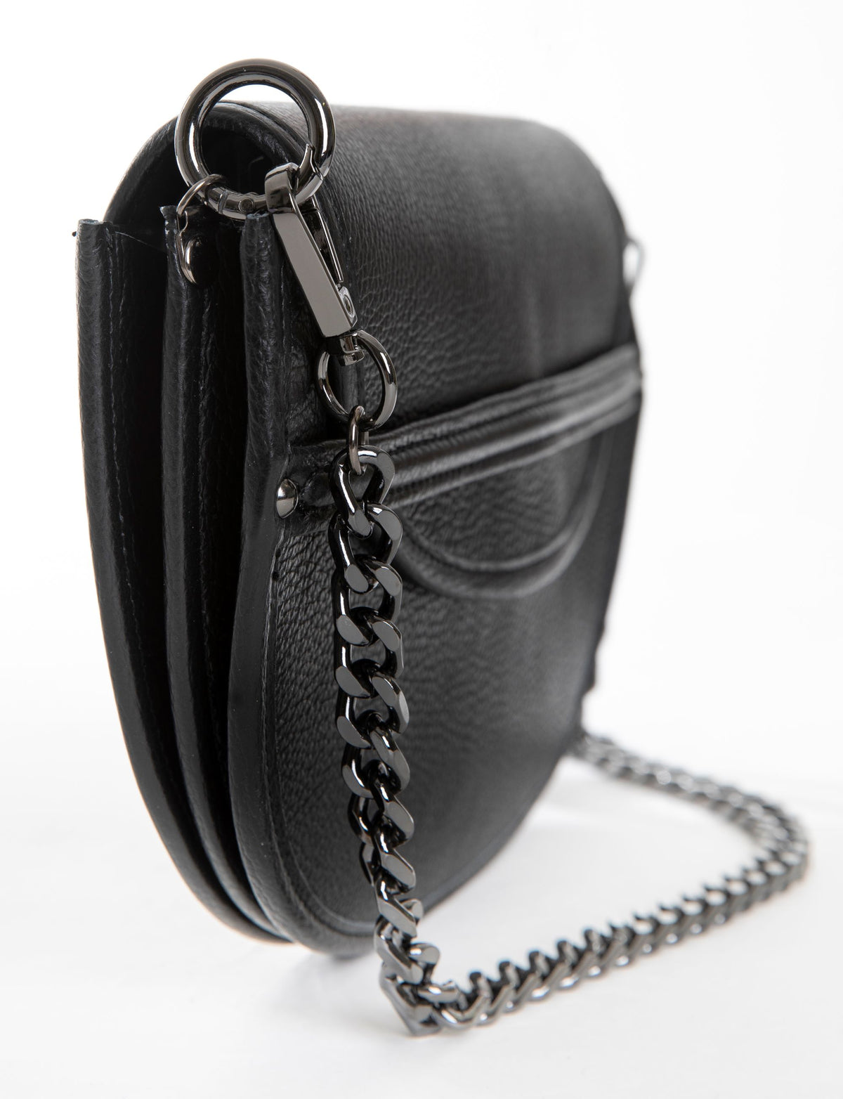 Leather shoulder and clutch bag with shoulder black nickel chain strap, Jean THE HOLY BAG