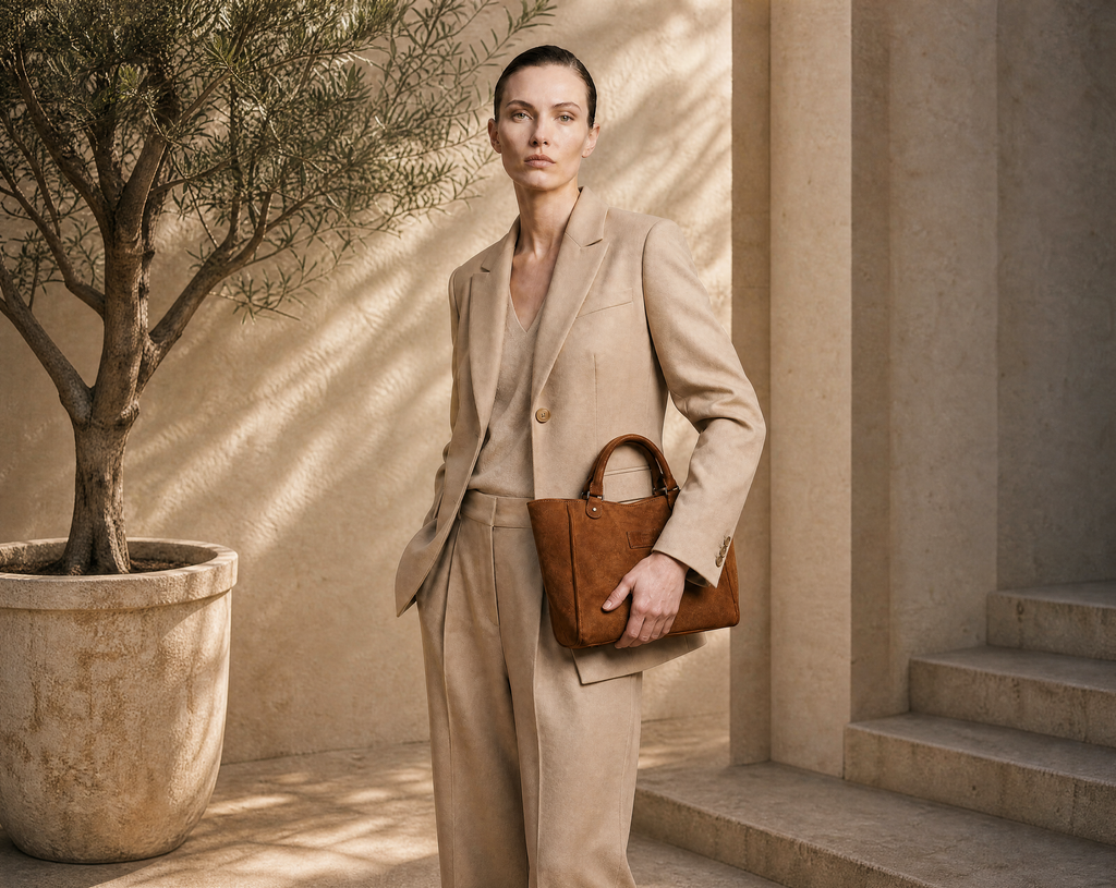 kirke small bag in tabac suede with a detachable shoulder strap