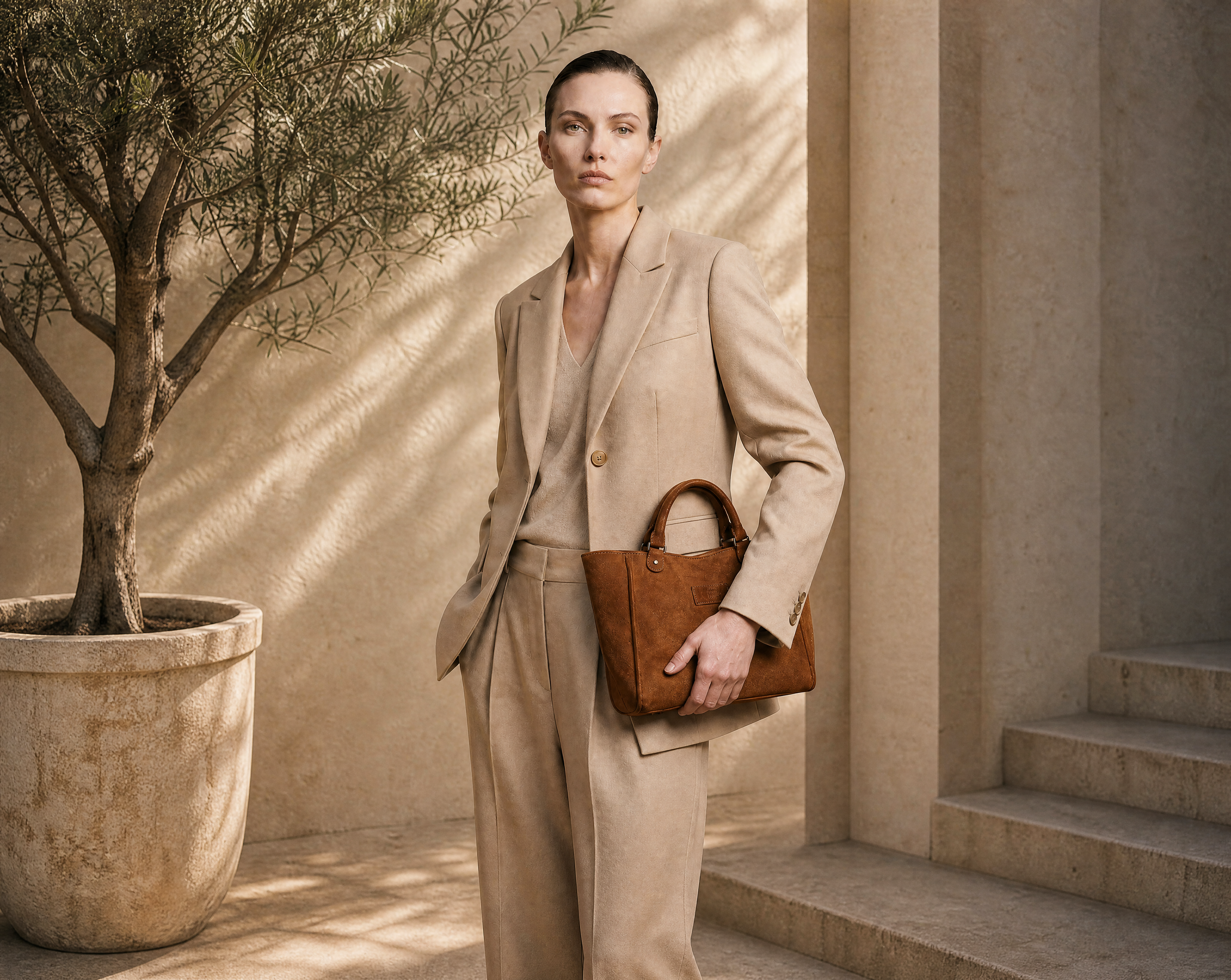 kirke small bag in tabac suede with a detachable shoulder strap