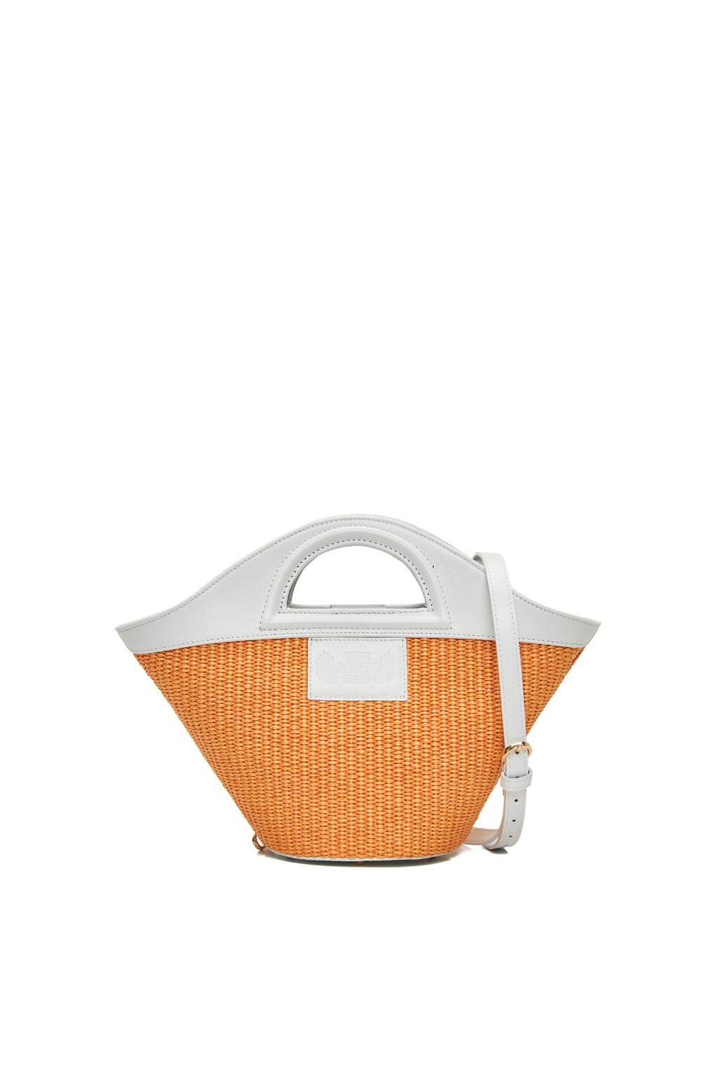 TheHolyBag Γυναικεία μίνι tote τσάντα από ψάθα και άσπρο δέρμα με handles και αποσπώμενο λουράκι ώμου. 