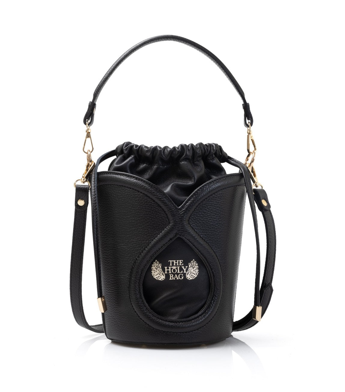 Black leather bucket bag with leather pouch. With a detachable handle and a shoulder strap, Marilyn  TheHolyBag
Τσάντα καλάθι απο μαύρο δέρμα με δερμάτινο πουγκί. Με αποσπωμενο λουράκι χειρός και αποσπώμενο λουράκι ώμου που αυξομειώνεται. The Holy Bag