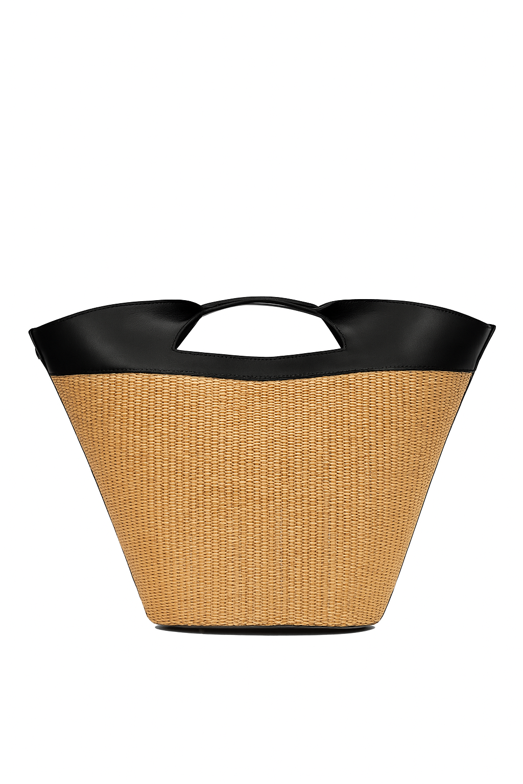 theholybag Ostria shopper τσάντα από ψάθα και δέρμα σε μαυρο χρώμα, με αποσπώμενο λουράκι ώμου και εσωτερικές τσέπες. Χειροποίητη στην Ελλάδα.