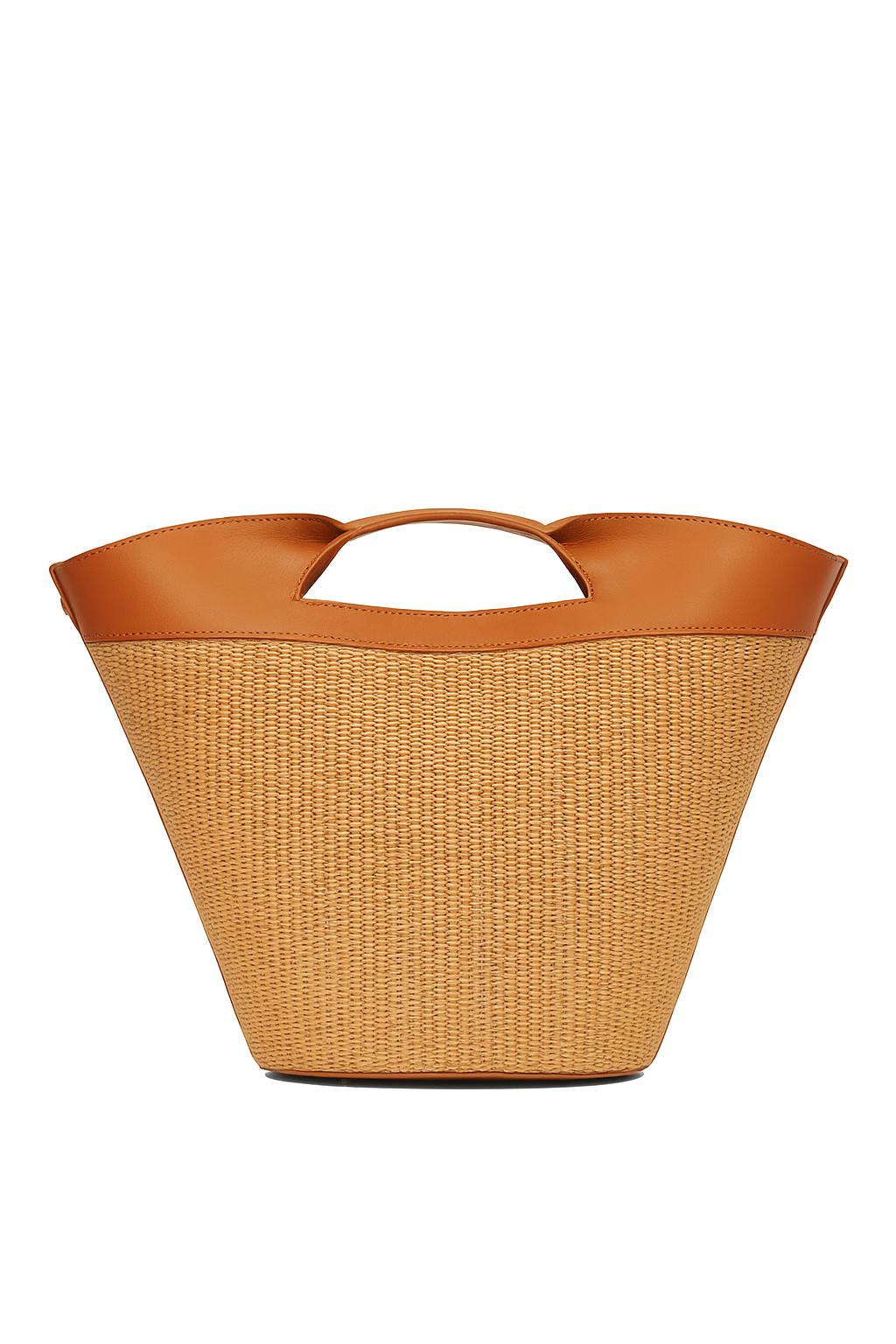 theholybag Ostria shopper τσάντα από ψάθα και δέρμα σε ταμπα χρώμα, με αποσπώμενο λουράκι ώμου και εσωτερικές τσέπες. Χειροποίητη στην Ελλάδα.