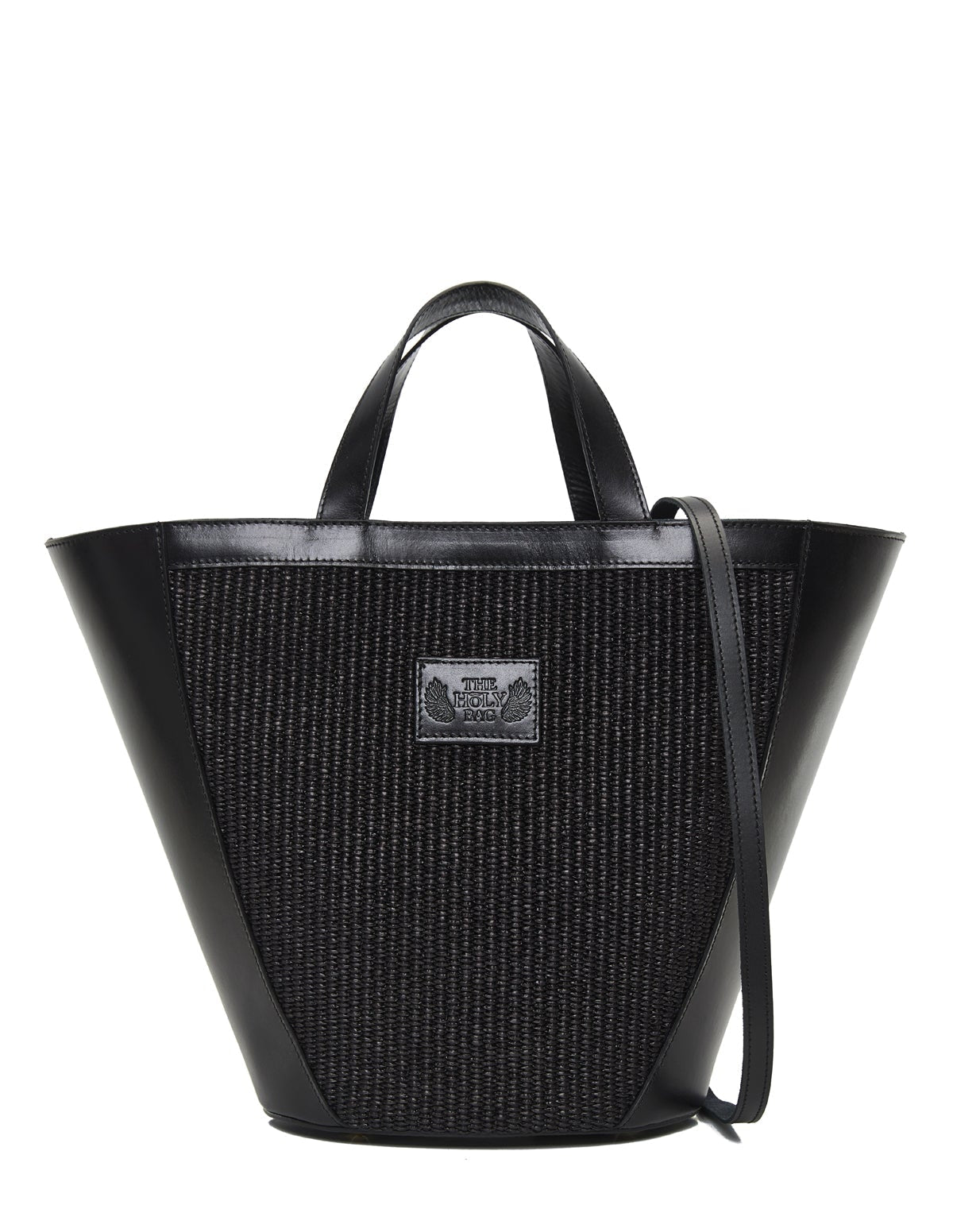 Rea shopping bag in black straw and black leather. With two top handles and a shoulder strap. TheHolyBag
Τσάντα shopper απο μαύρη ψάθα και μαύρο δέρμα. Με λαβές χειρός, εσωτερική τσέπη και λουράκι ώμου.
The Holy Bag