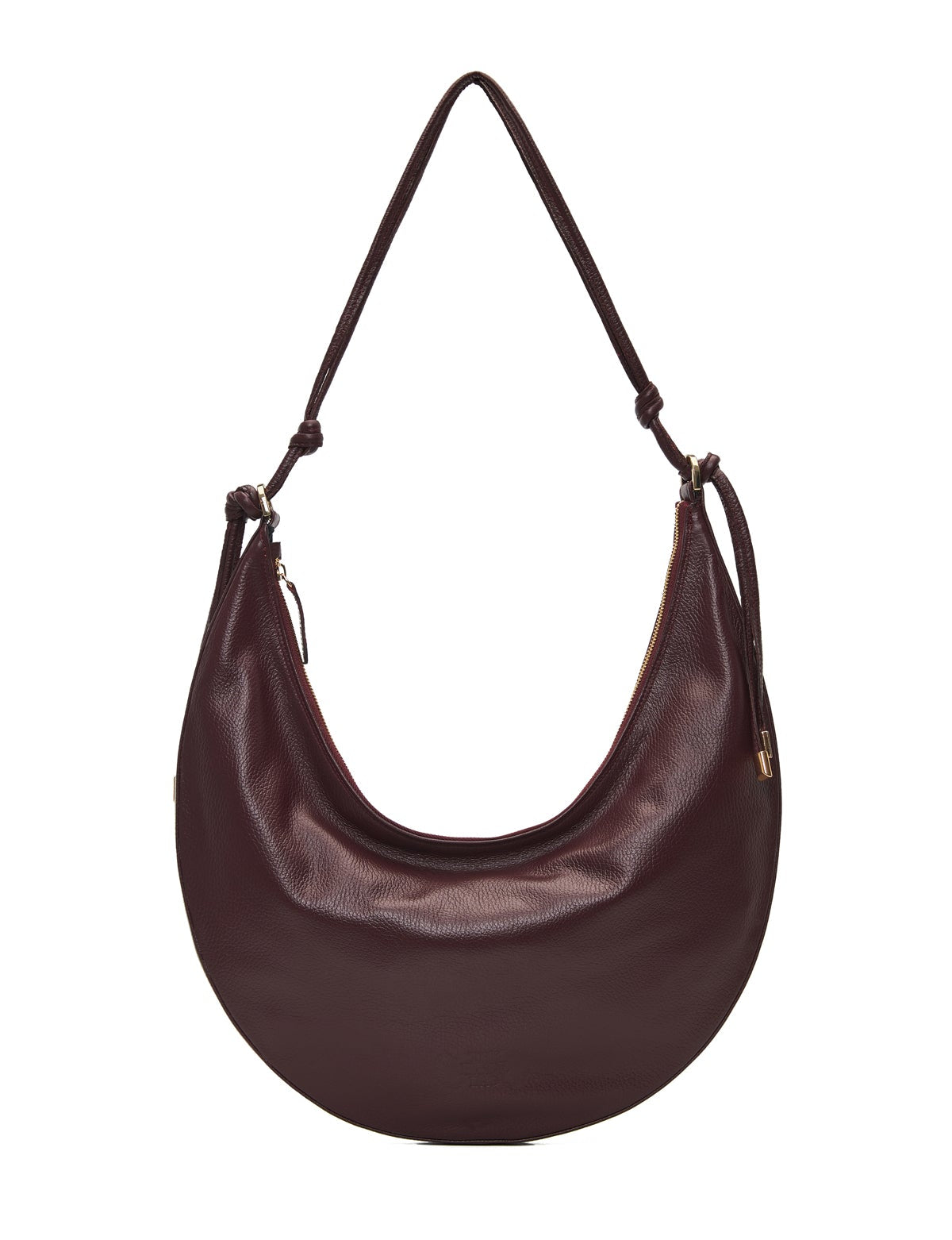 The Holy Bag Leather hobo bag in burgundy color with zipper closure, Sophia