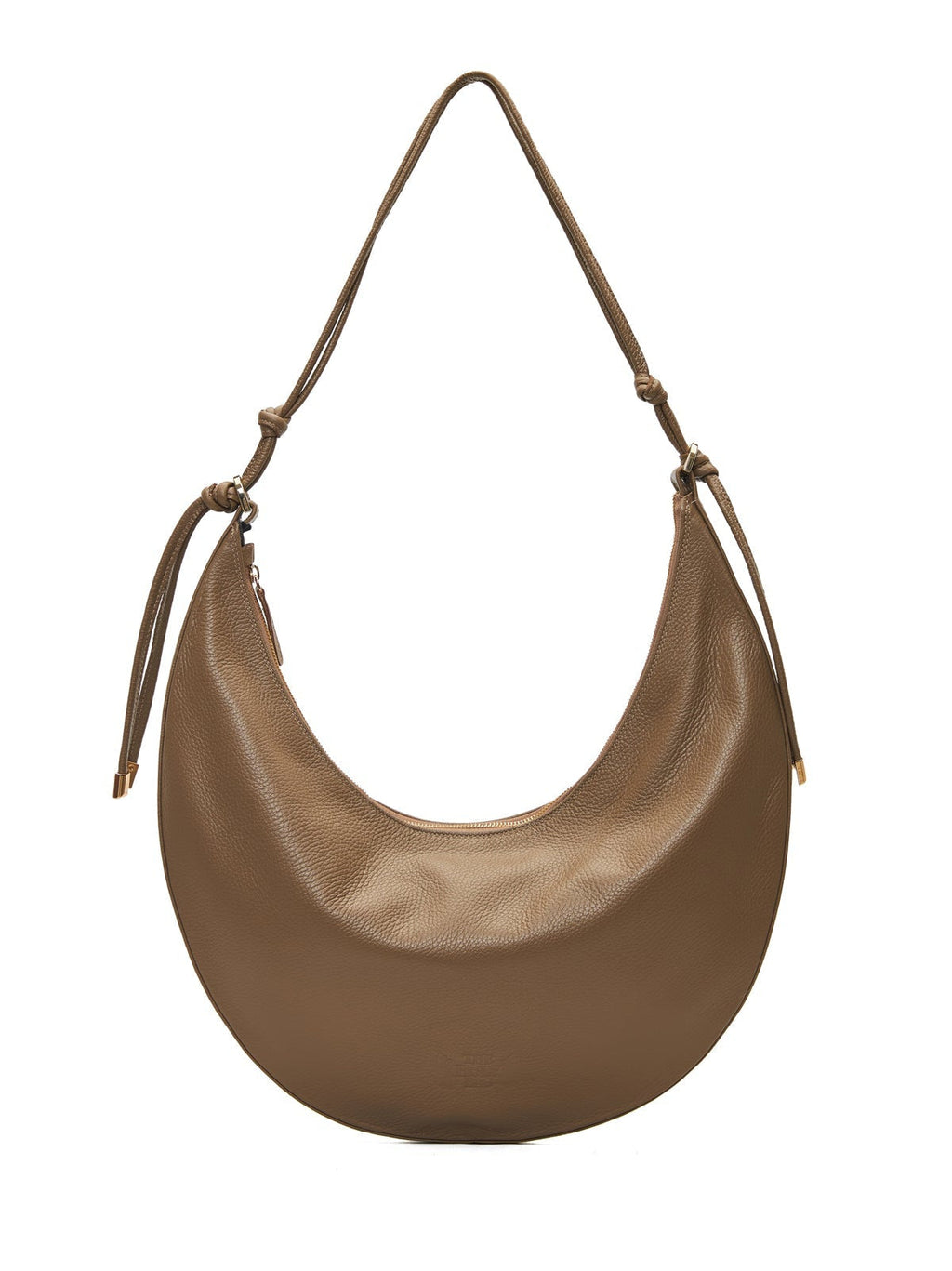 Leather hobo bag in taupe leather, Sophia