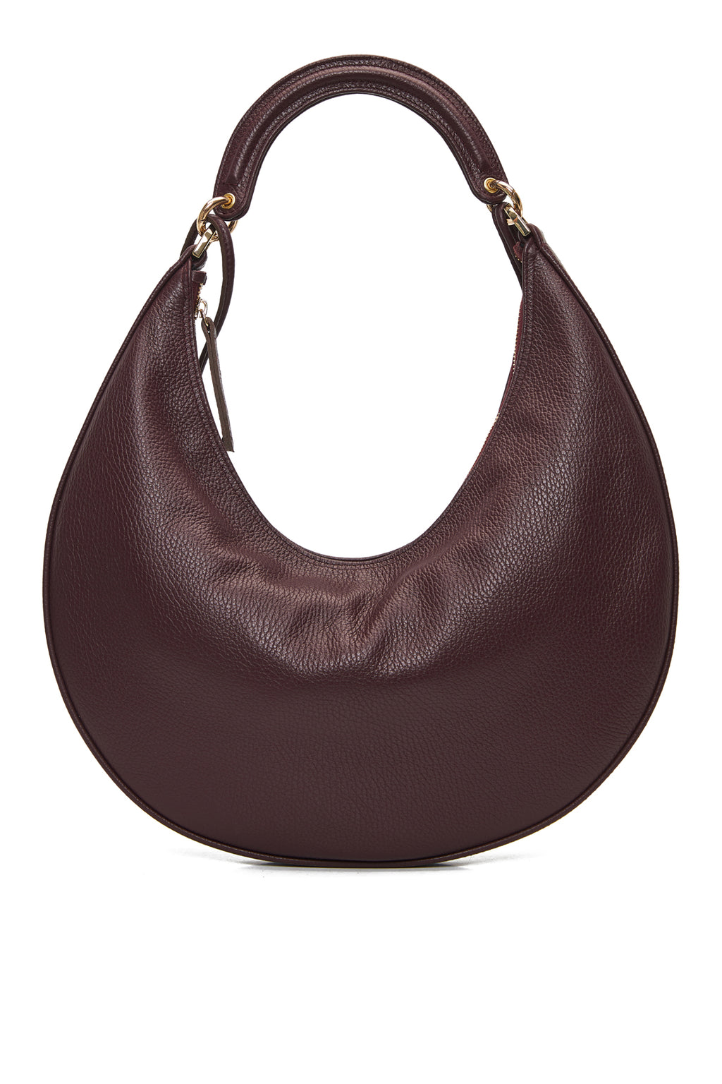 TheHolyBag Rita hobo τσάντα από μαλακό μπορντό δέρμα, με λαβή και λουράκι ώμου που αφαιρείται. Κλείνει με φερμουάρ