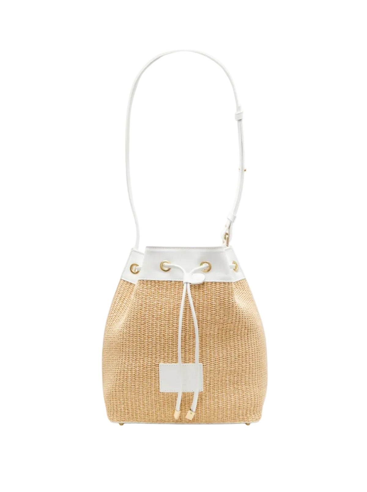 Theholybag πουγκί γυναικεία τσάντα ώμου pouch bag φυσική ψάθα και λευκό δέρμα