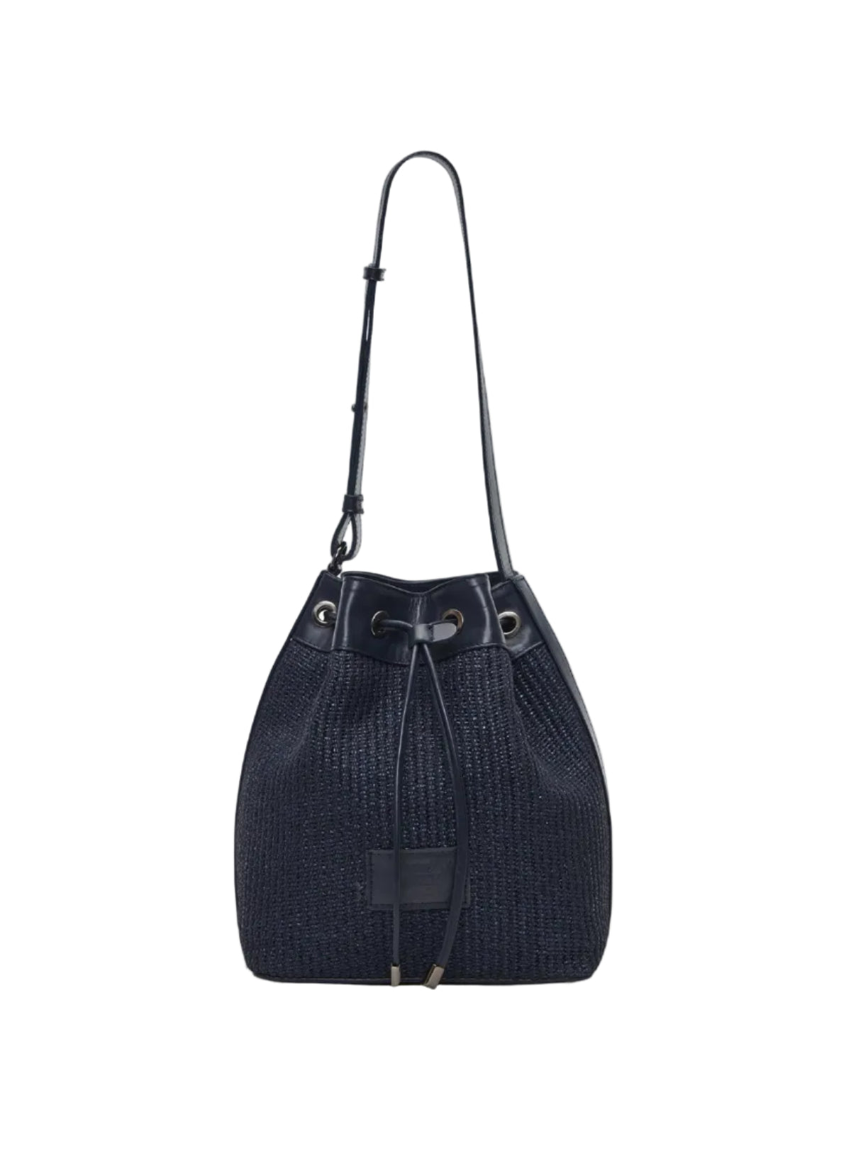 Theholybag πουγκί γυναικεία τσάντα ώμου pouch bag μπλέ ψάθα και μπλε δέρμα