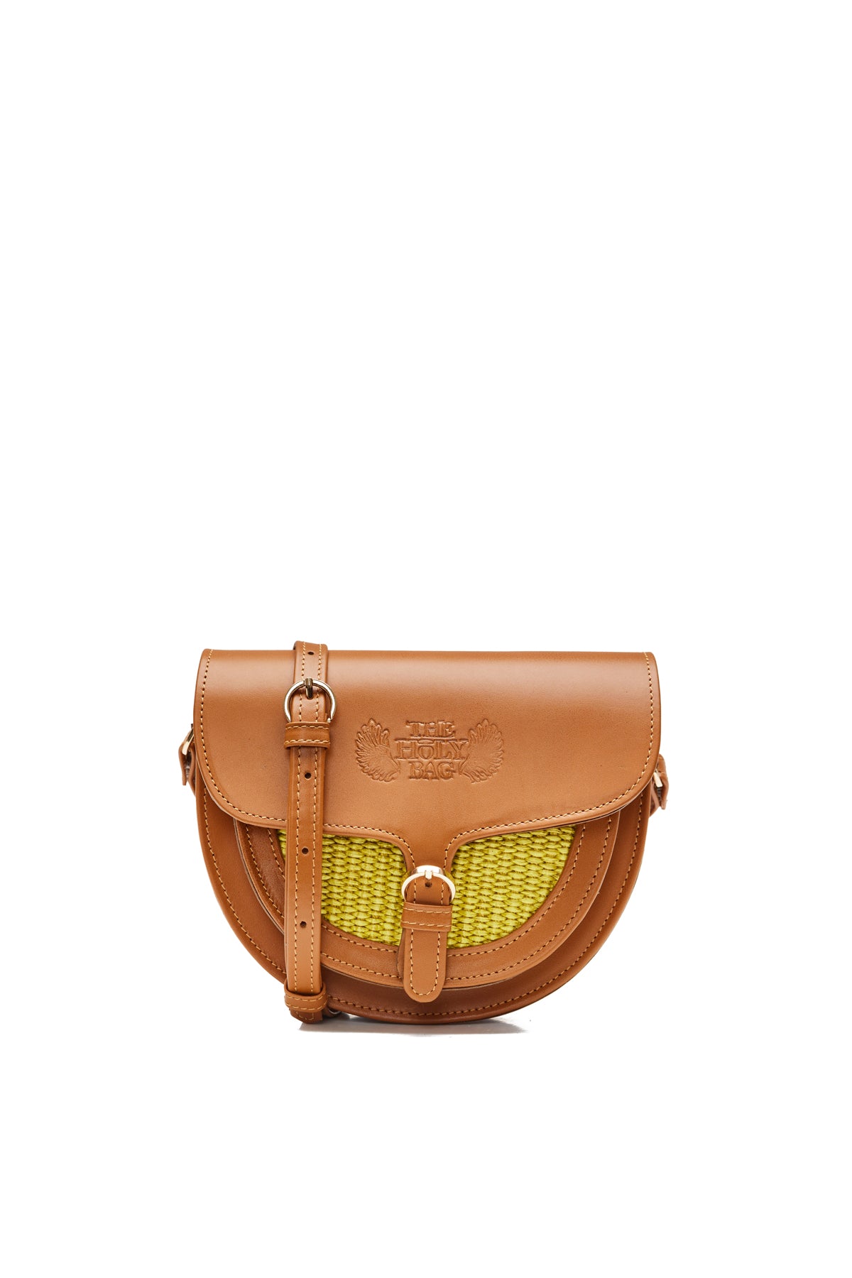 Votsalo crossbody mini bag in straw & camel leather. The Holy Bag 
Μίνι τσαντάκι ώμου με λουράκι που αυξομειωνεται, από ταμπά δέρμα και ψάθα. Κλείνει με μαγνήτη.
The Holy Bag